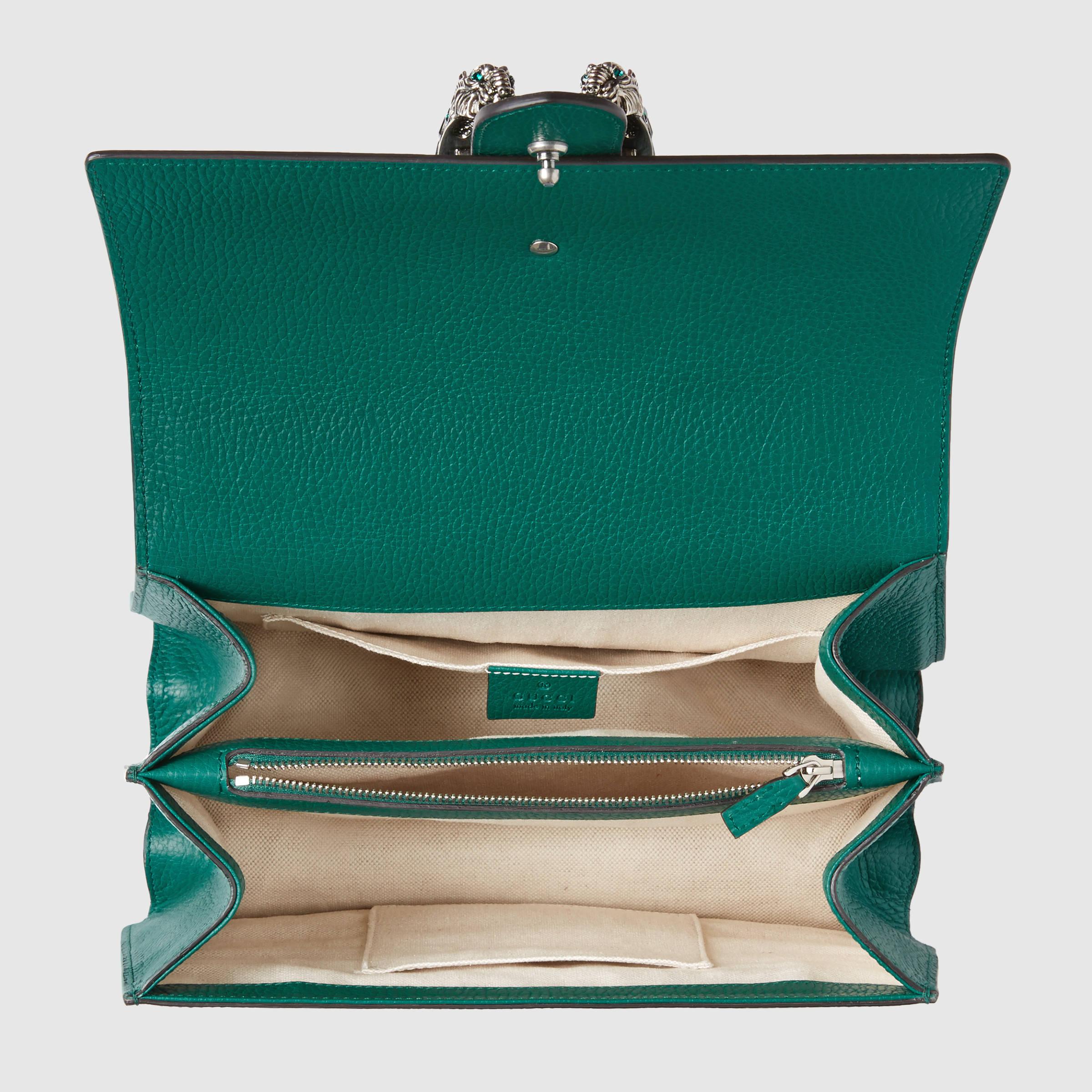 Lyst - Gucci Dionysus Leather Top Handle Bag in Green