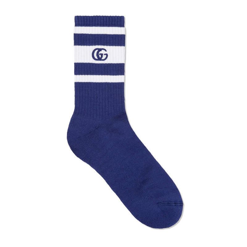 Gucci Stretch Cotton Socks With Gg in Blue for Men Lyst