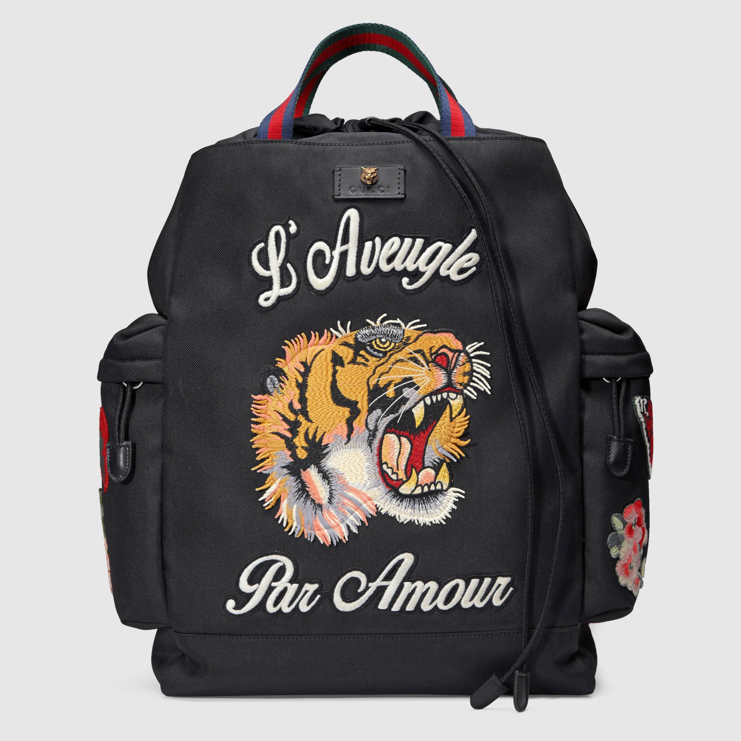 Gucci Embroidered Drawstring Backpack in Multicolor for