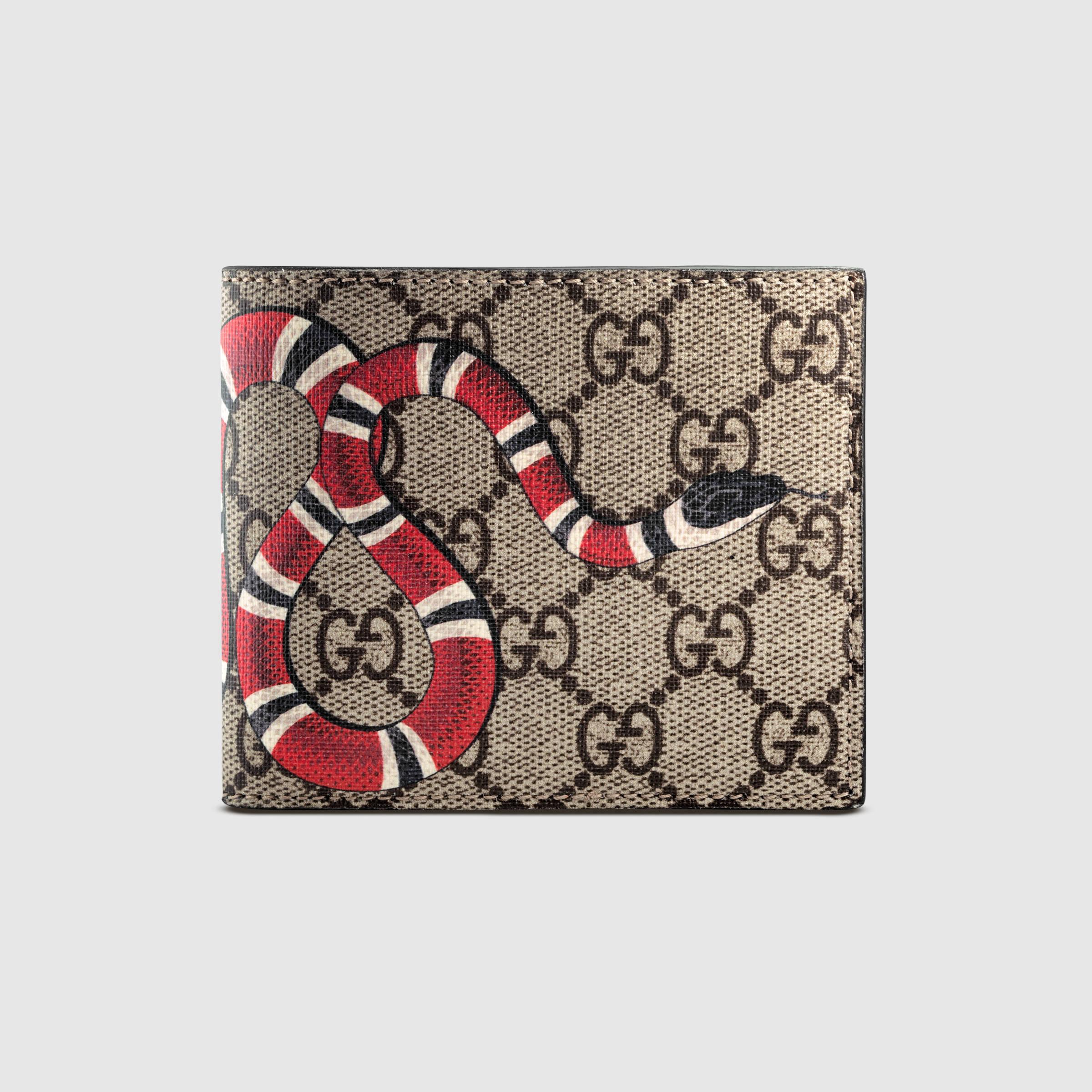 Gucci Snake Print Gg Supreme Wallet | Lyst