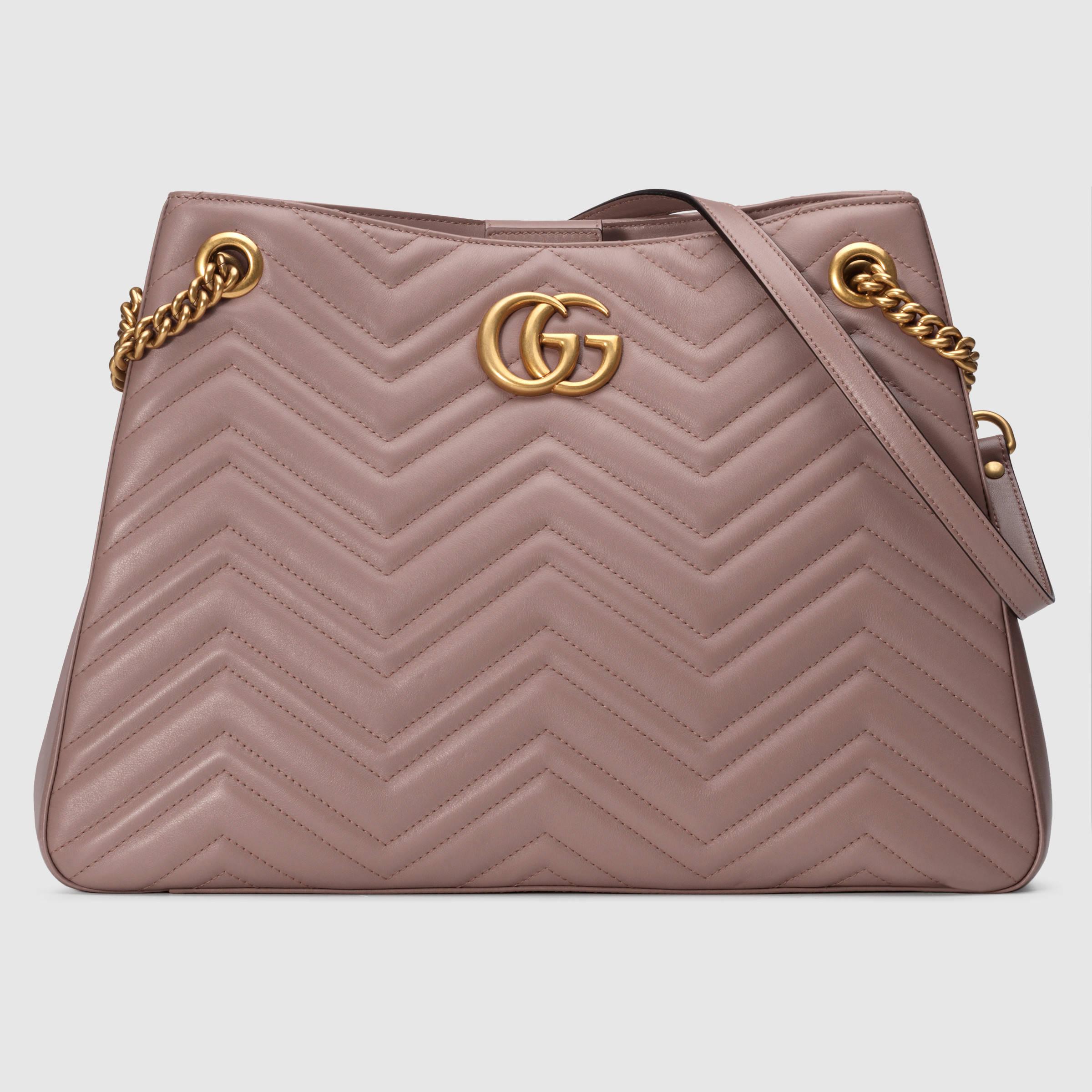 Gucci GG Marmont Matelassé Leather Shoulder Bag in Pink | Lyst