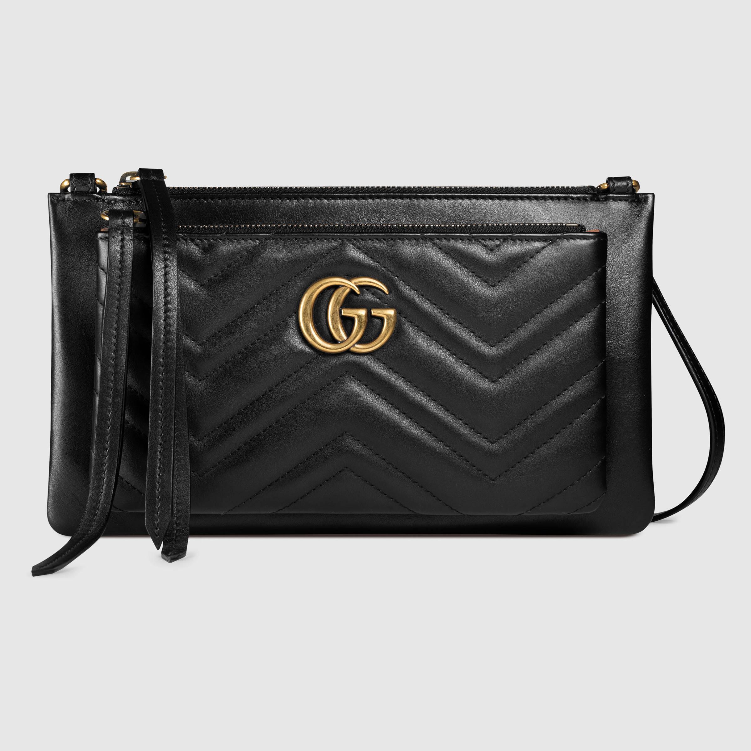 Gucci GG Marmont Leather Shoulder Bag in Black | Lyst