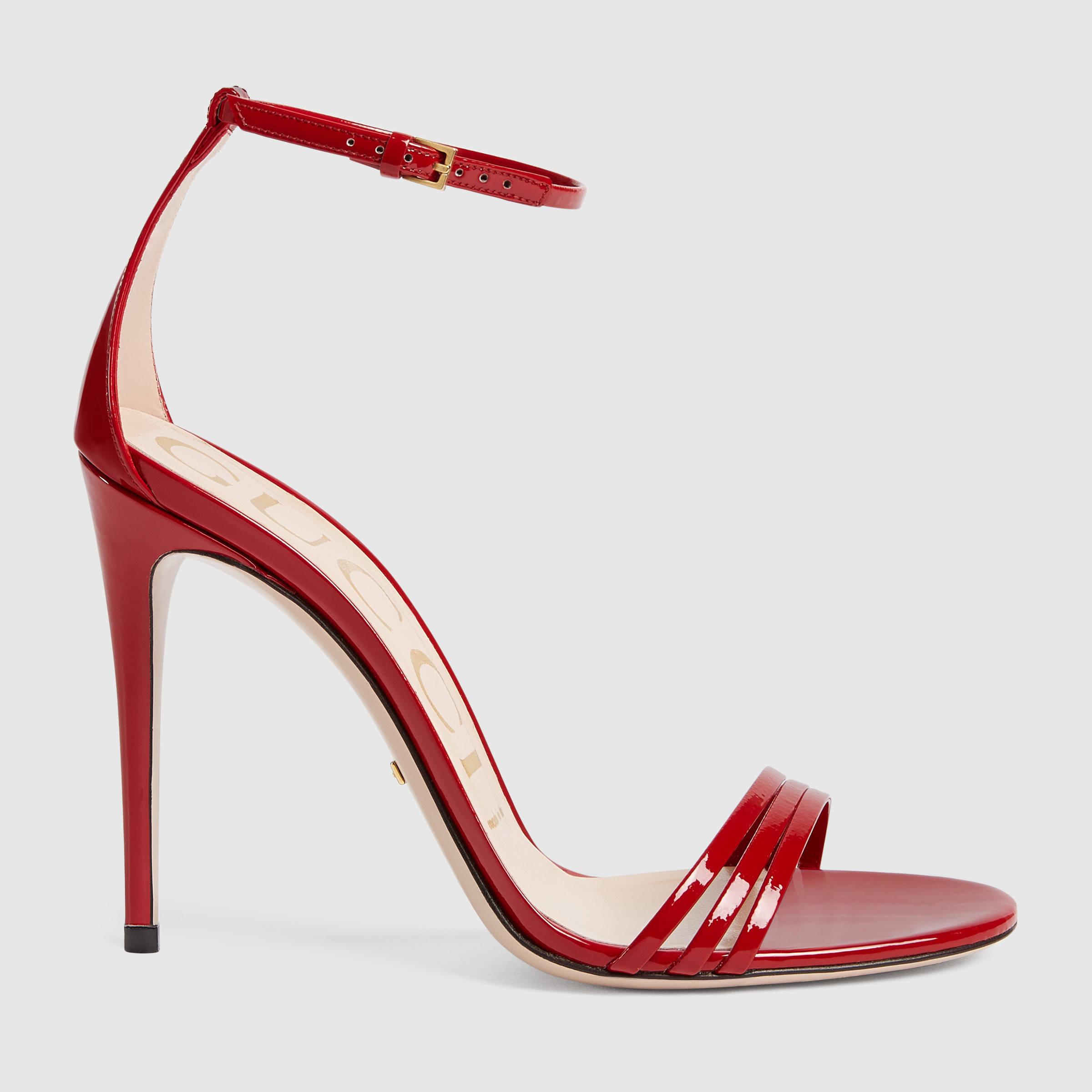 Gucci Patent Leather Sandal in Red | Lyst