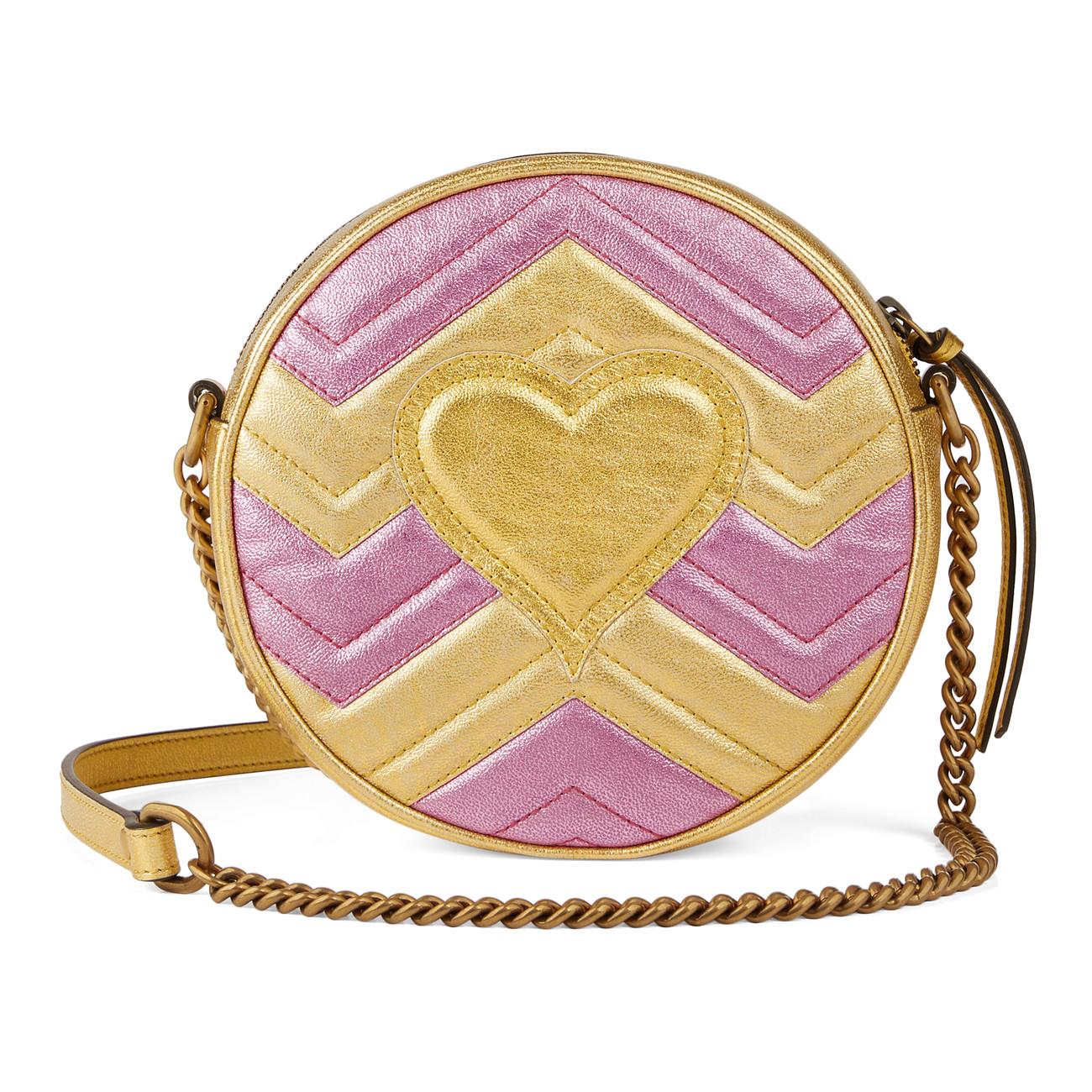 Lyst - Gucci Gg Marmont Mini Round Shoulder Bag in Pink