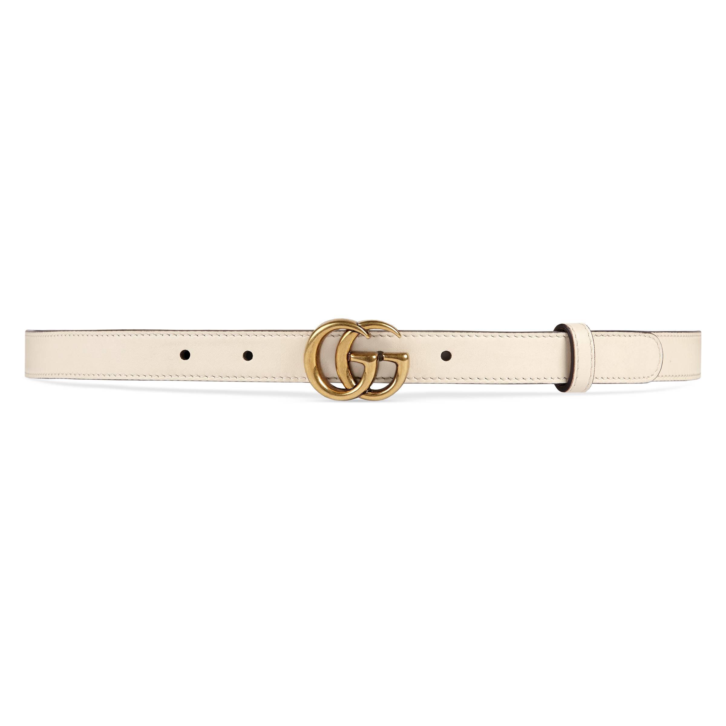 Lyst - Gucci Leather Belt With Double G Buckle in White