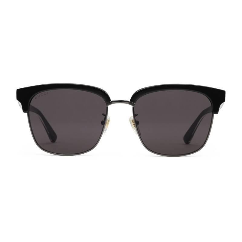 Gucci Rectangular Frame Metal Sunglasses In Black For Men Lyst