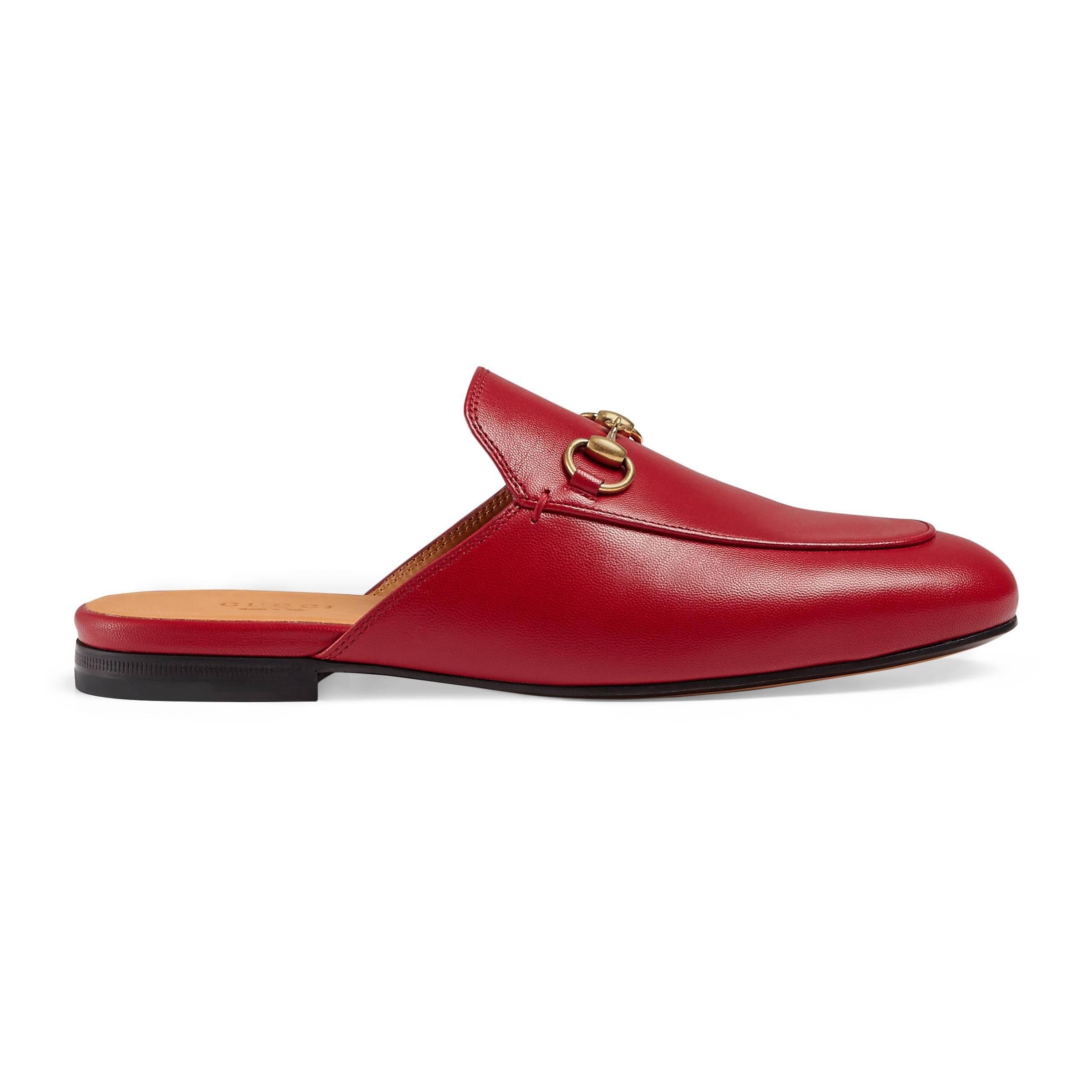 Gucci Princetown Leather Slipper in Red - Save 11.304347826086953% - Lyst