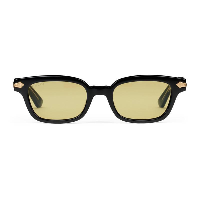 Lyst Gucci Rectangular Frame Acetate Sunglasses In Black