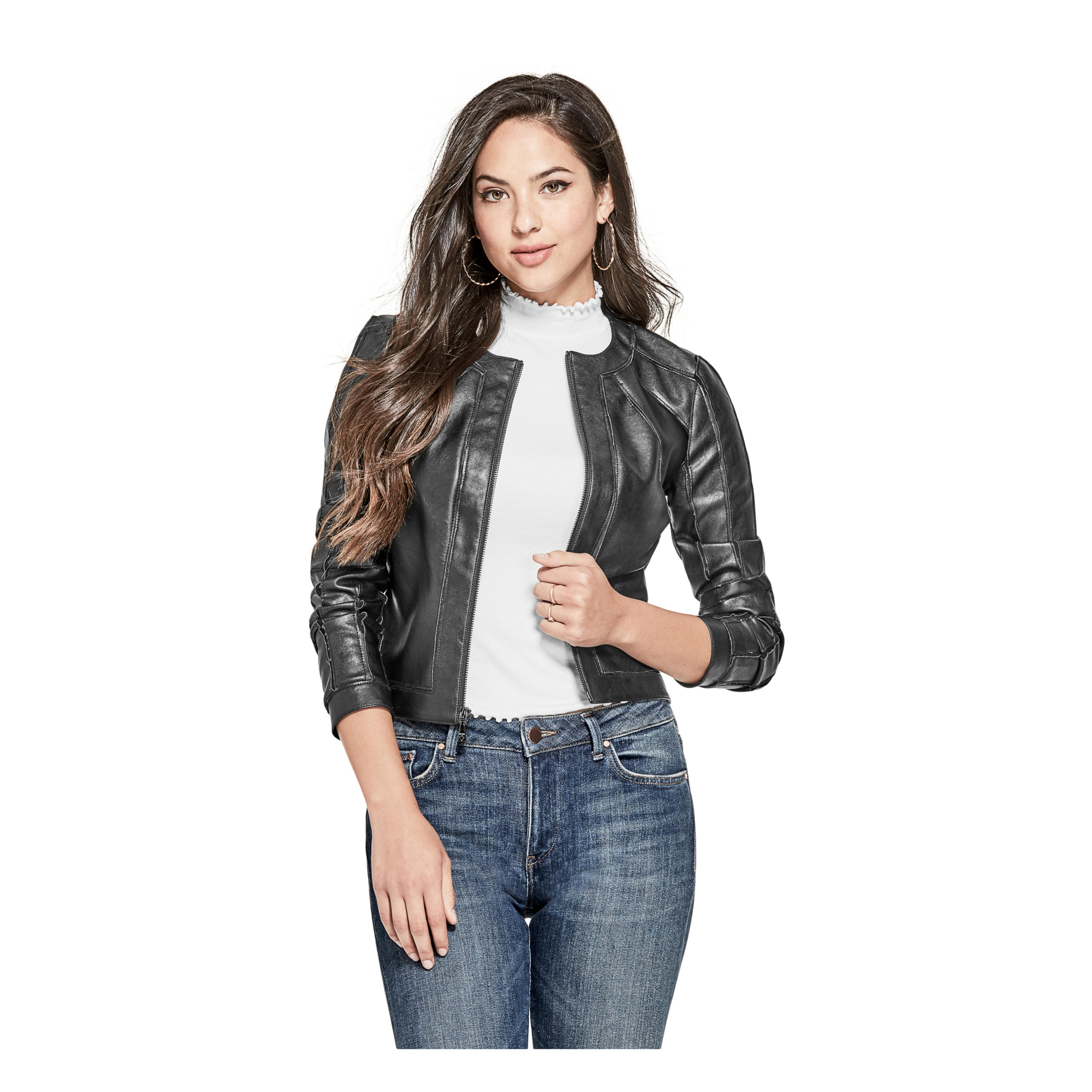 Lyst Guess Ivonne Faux Leather Jacket In Black Guess Women S Black Ivonne Faux Leather Jacket