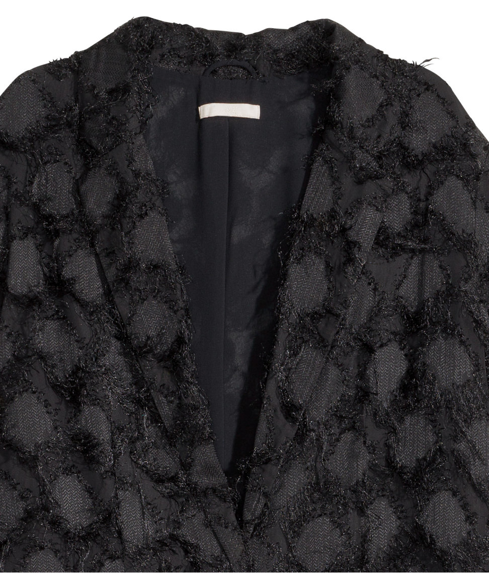 H&m Long Chiffon Jacket in Black | Lyst