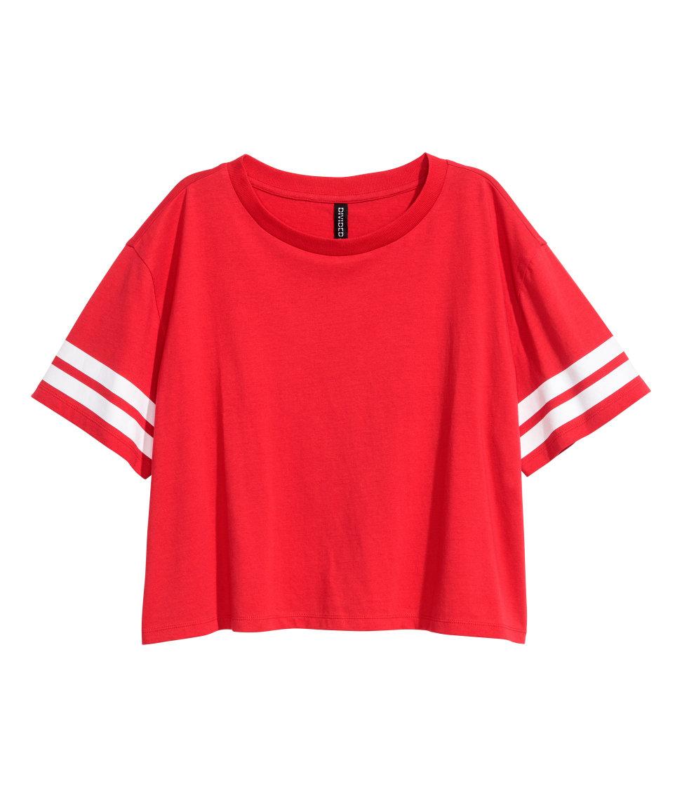 Lyst - H&M Short T-shirt in Red
