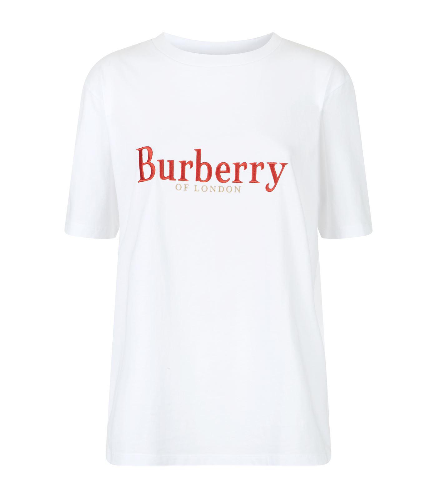 Lyst - Burberry Embroidered Logo T-shirt in White