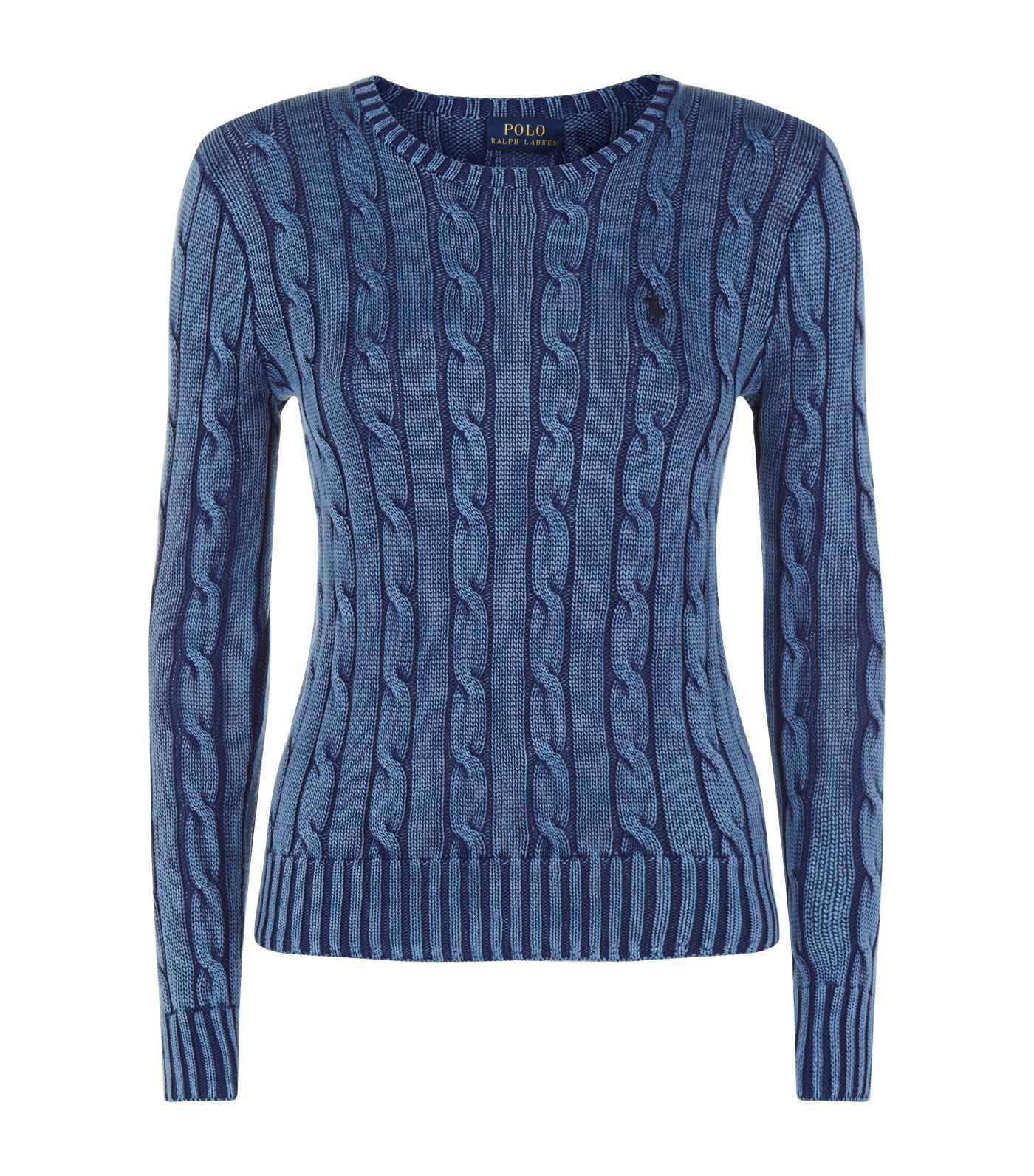 Polo Ralph Lauren Polo Julianna Cableknit Swtr Blue in Blue - Lyst