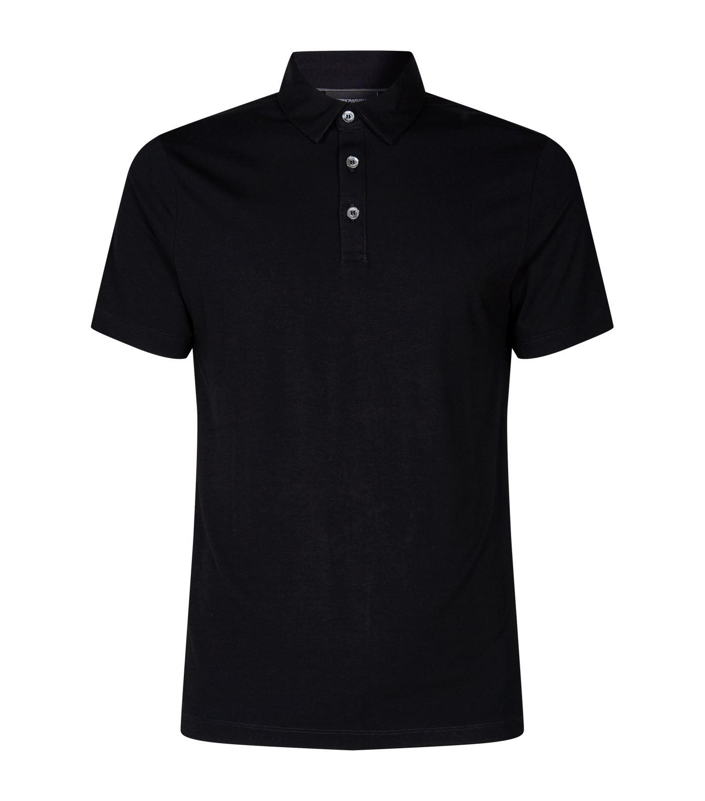 Emporio Armani Stretch Polo Shirt in Black for Men - Lyst