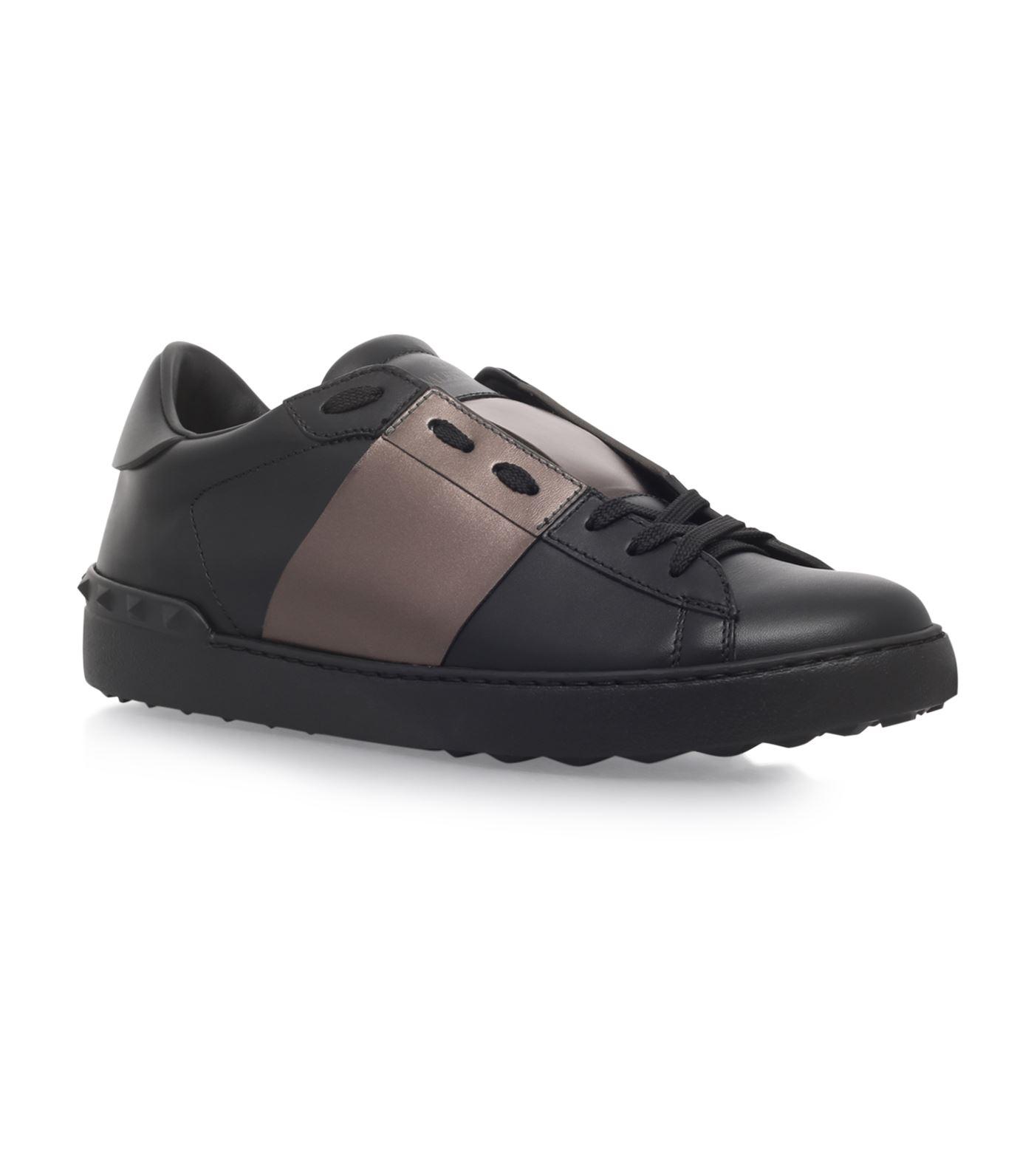 Lyst Valentino Tennis Strap Grain Sneakers in Black for Men