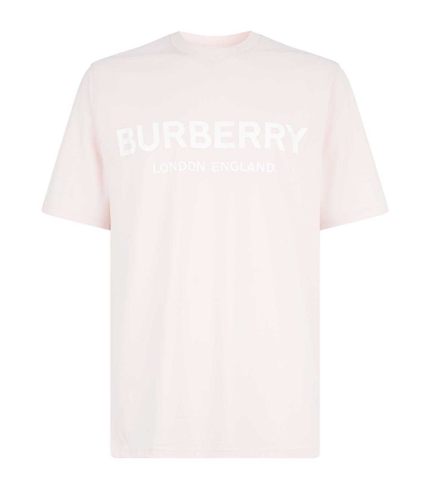 Burberry Logo Print Cotton T-shirt in Pink for Men - Lyst