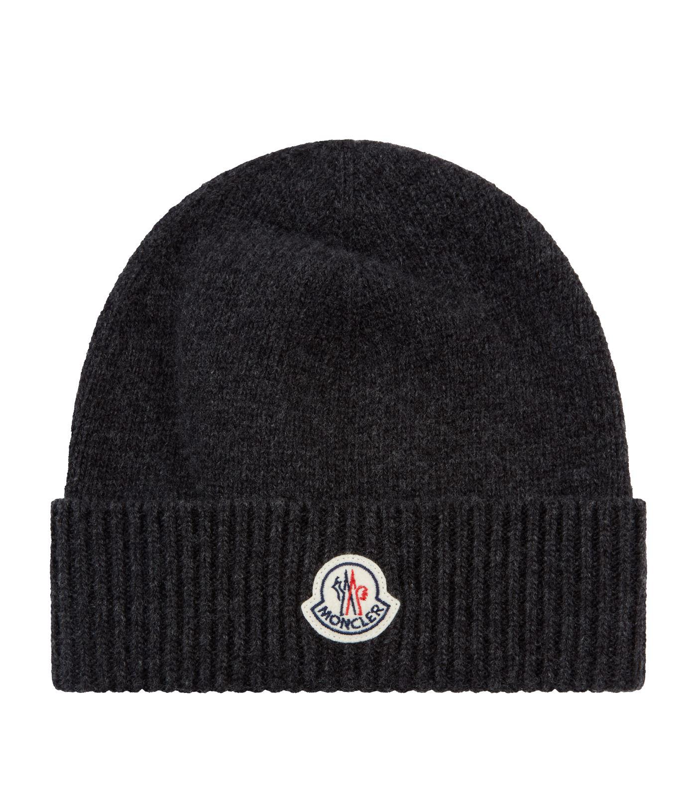 Moncler Ribbed Wool Beanie in Grey (Gray) for Men - Lyst