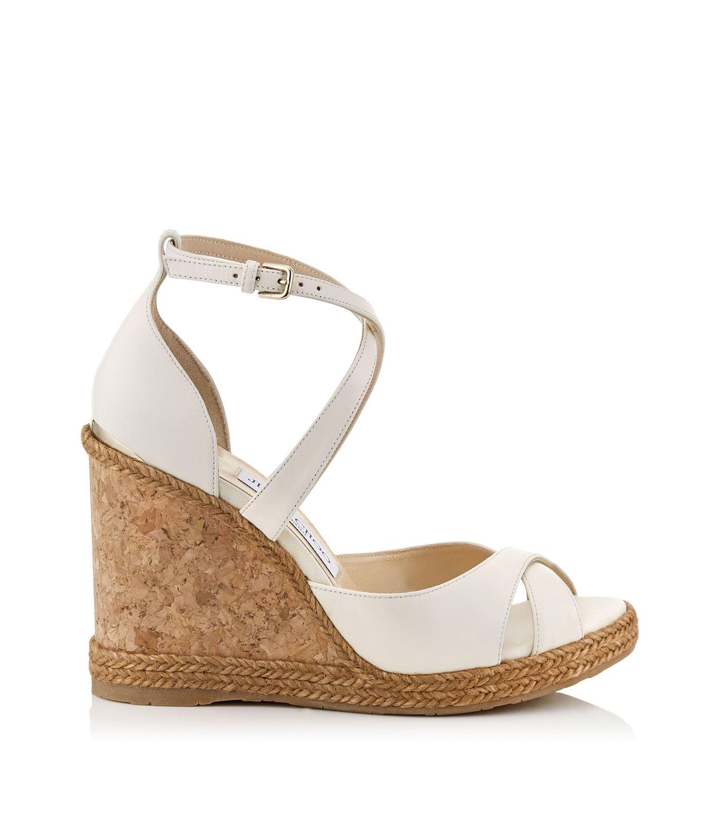 Jimmy Choo Alanah 105 Leather Wedges in White - Lyst