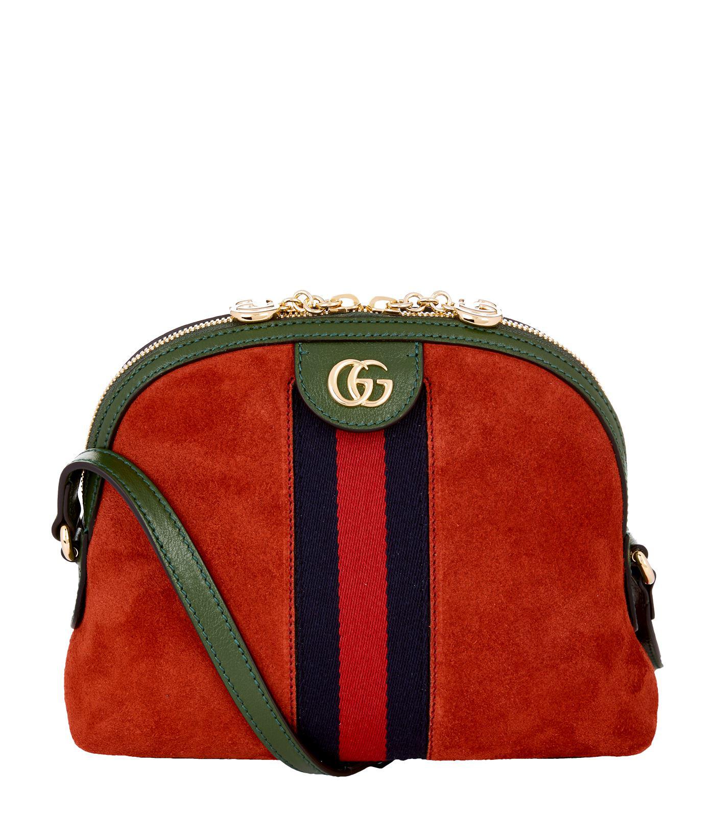 Lyst - Gucci Small Suede Ophidia Shoulder Bag in Red