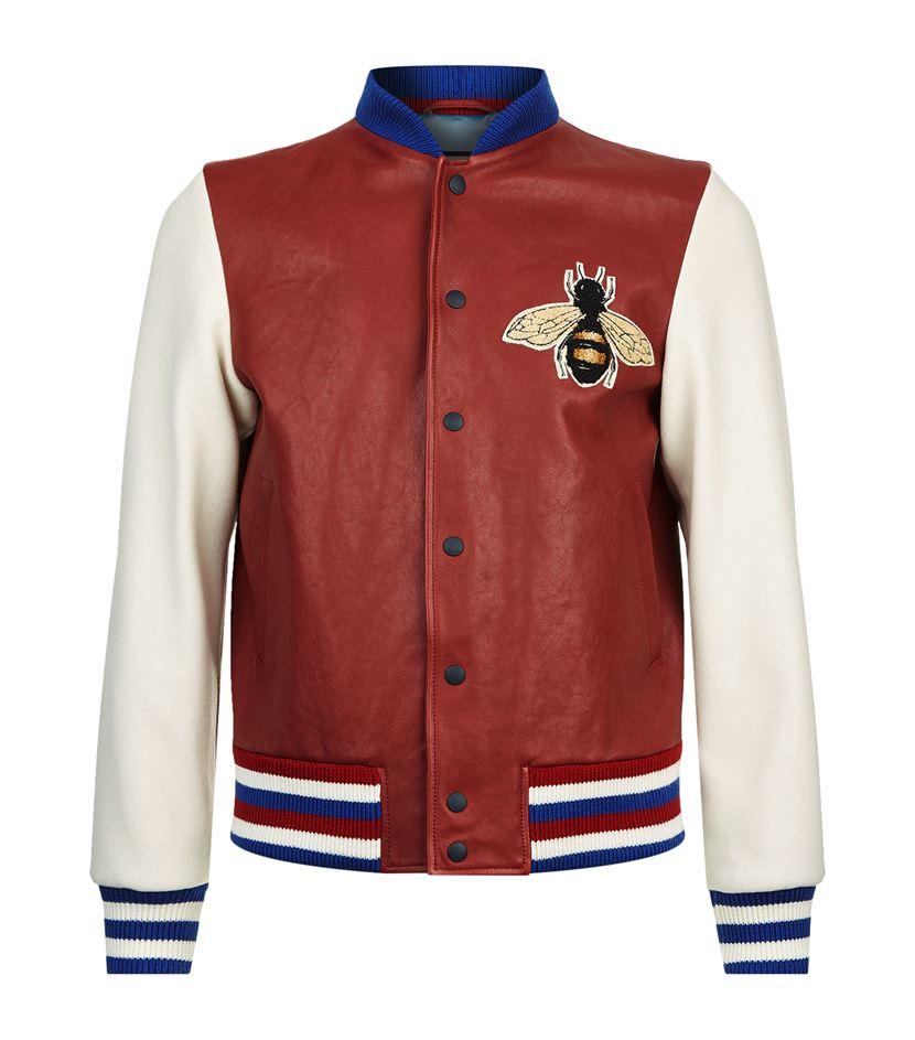 Gucci Bee Bomber Jacket in Red for Men - Lyst