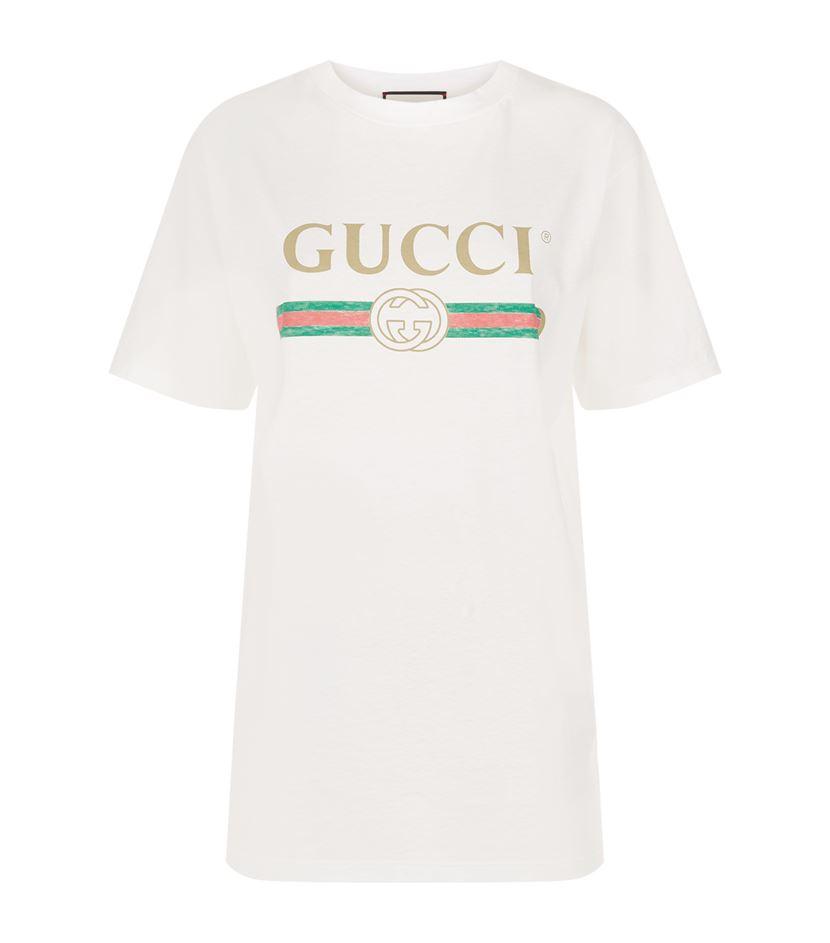 Gucci Fake Fit Logo T-shirt in White | Lyst