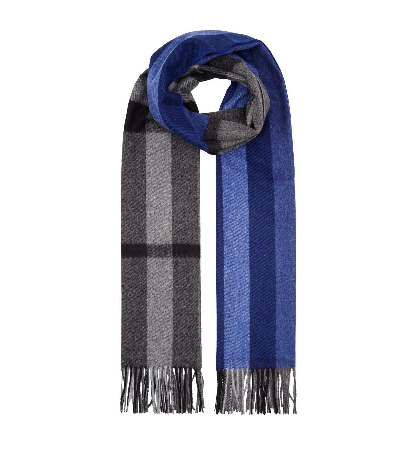 Burberry Colour Block Cashmere Scarf in Blue - Lyst
