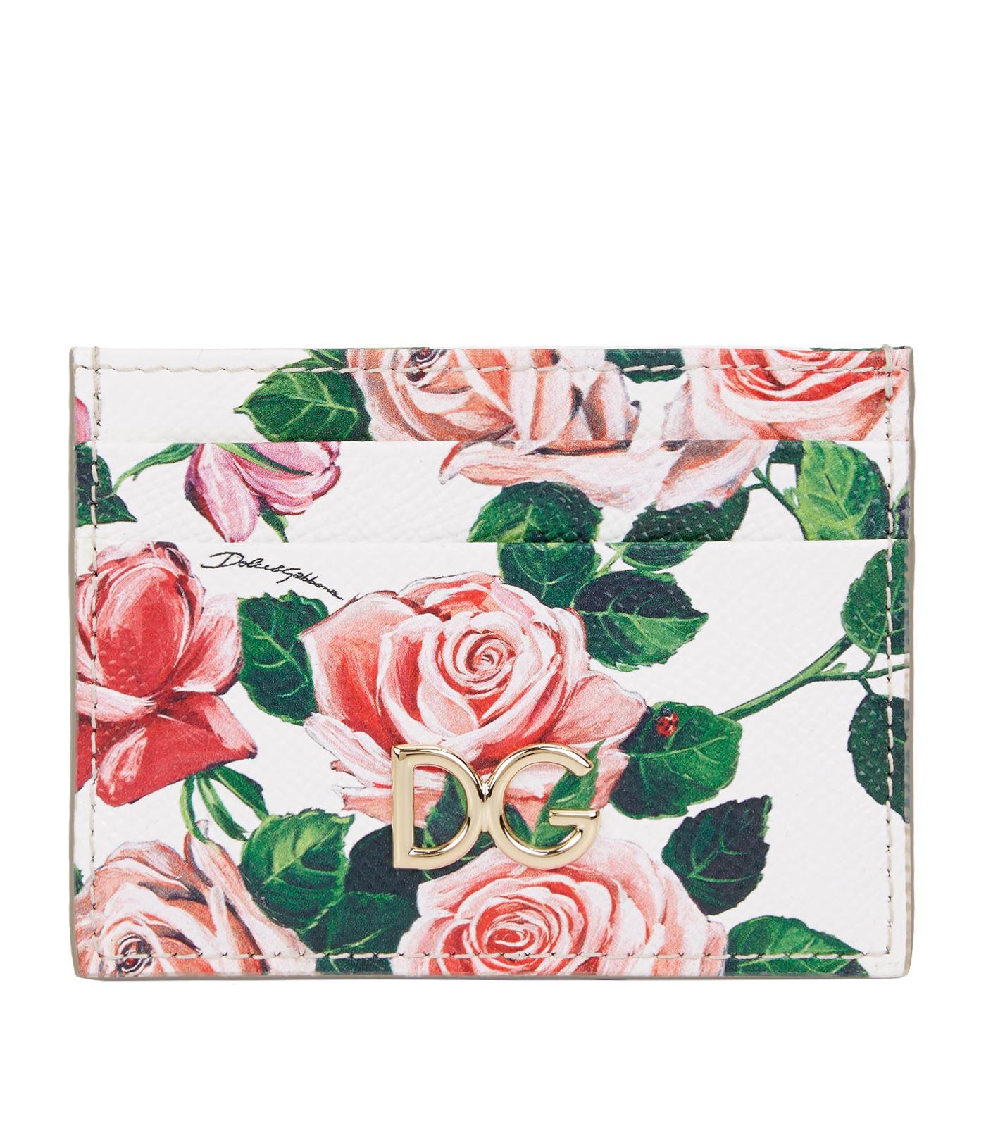 Dolce & Gabbana Leather Floral Card Holder - Lyst