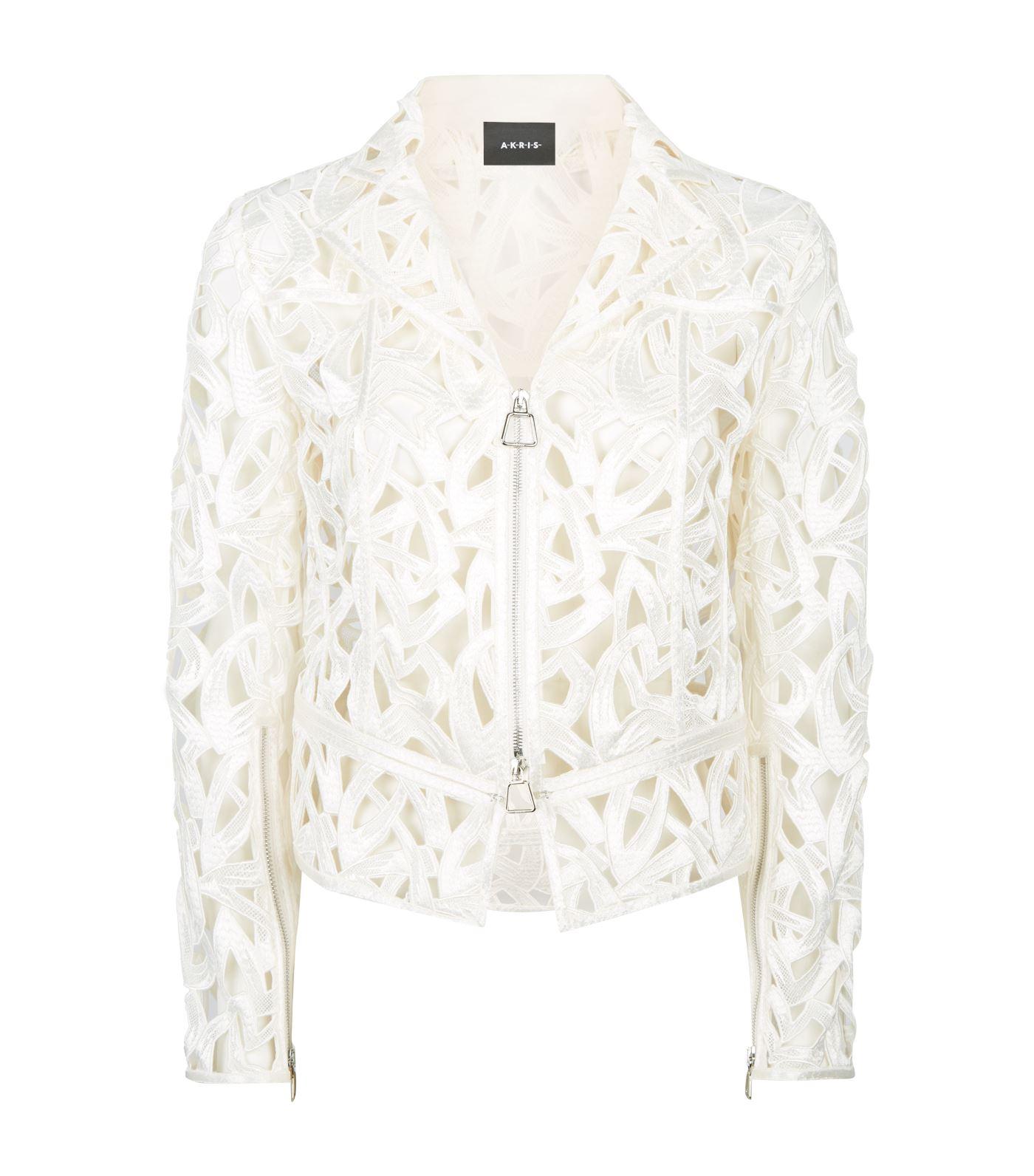 Akris Embroidered Jacket in White - Lyst