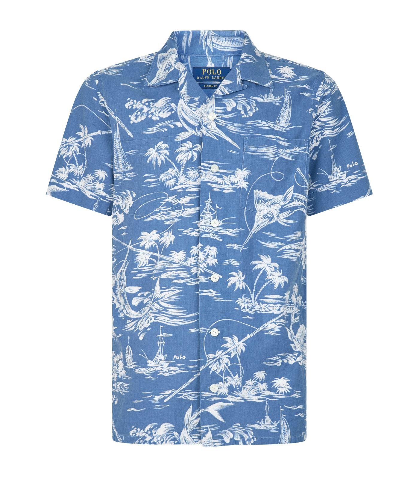 Polo Ralph Lauren Linen-cotton Hawaiian Shirt in Blue for Men - Lyst