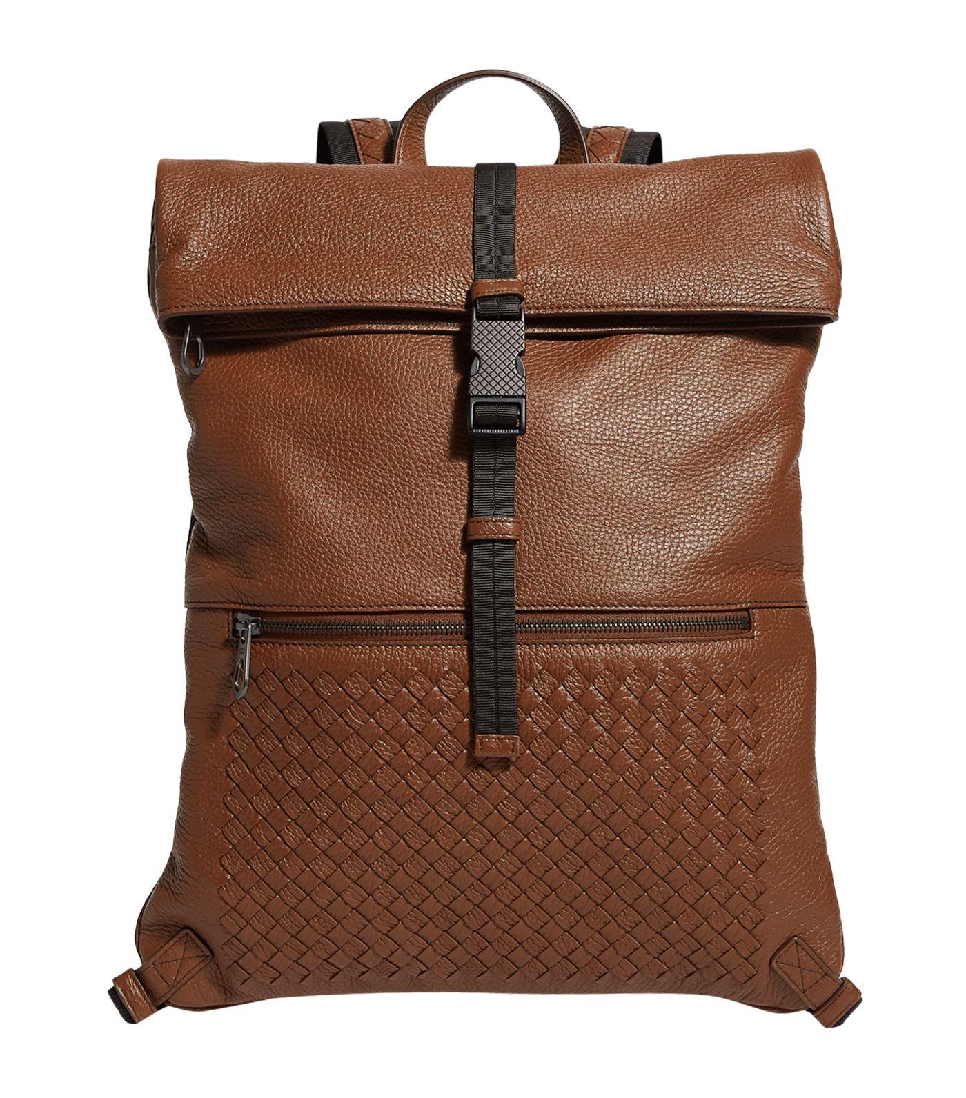 Bottega Veneta Leather Intrecciato Backpack in Brown for ...