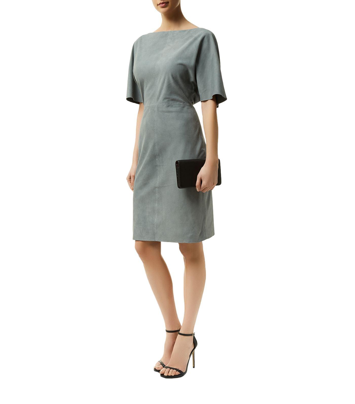 Reiss Nola Suede Dress in Green - Lyst