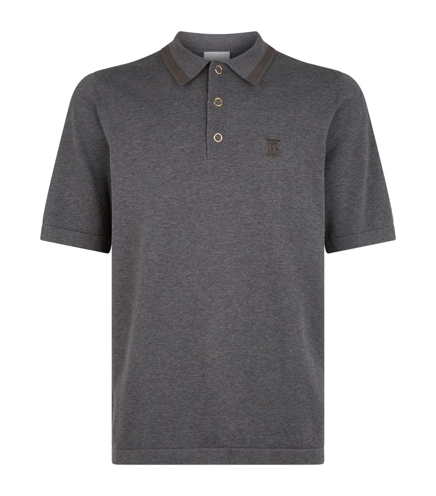 Burberry Monogram Motif Polo Shirt in Gray for Men - Lyst