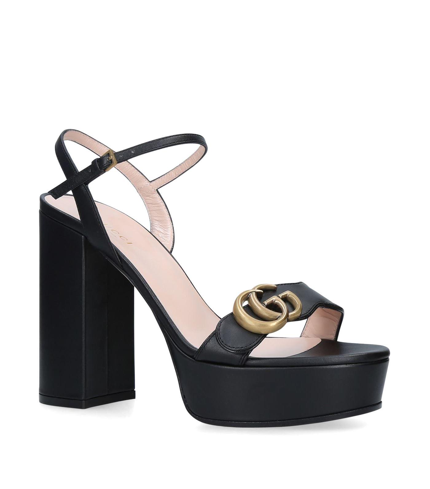 Gucci Marmont Platform Sandals 85 in Black - Lyst