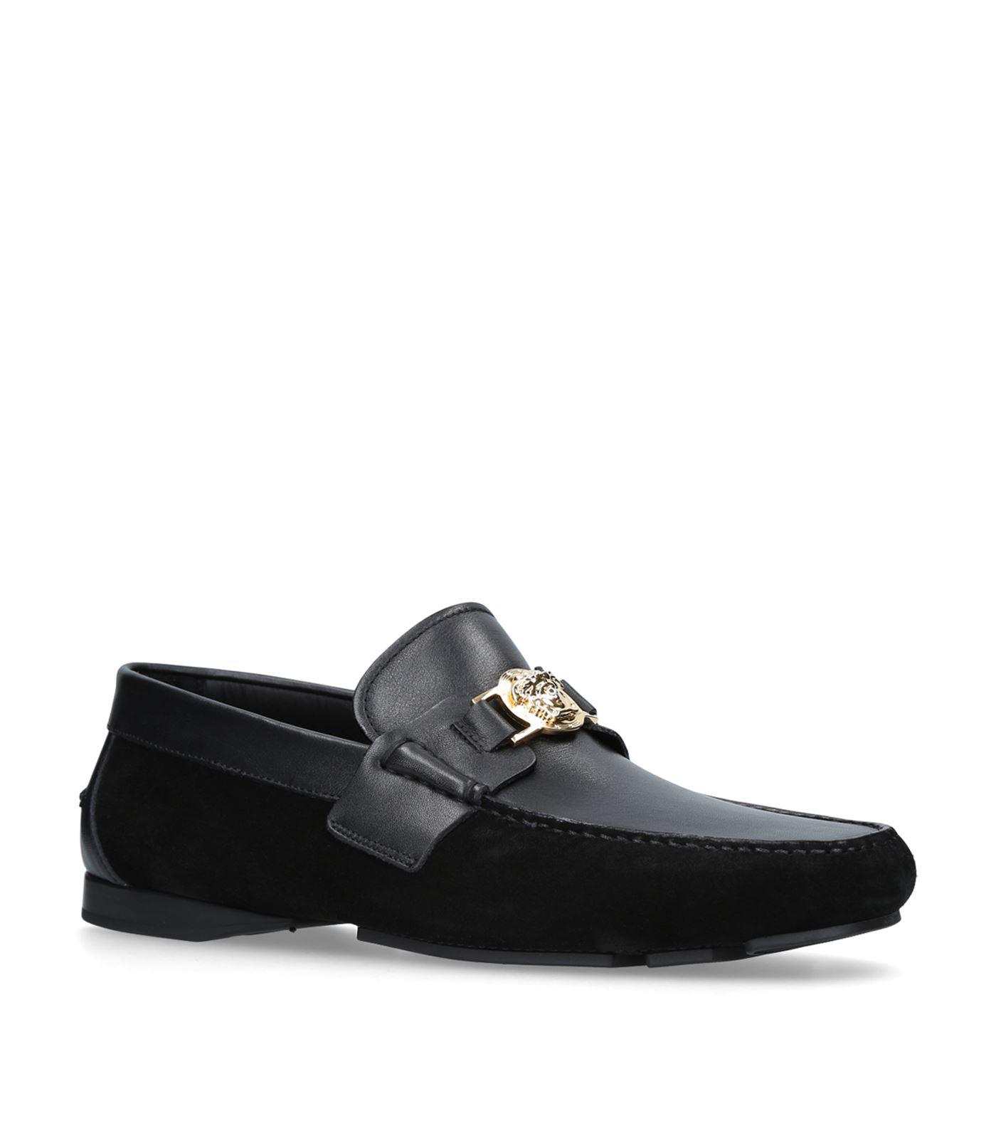 Lyst - Versace Suede Medusa Head Loafers in Black for Men