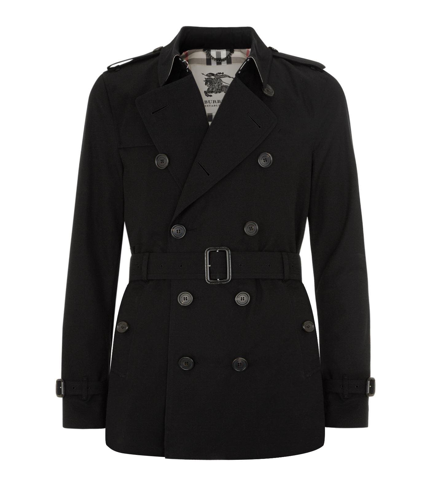 Lyst - Burberry Kensington Short Heritage Trench Coat in Black for Men ...