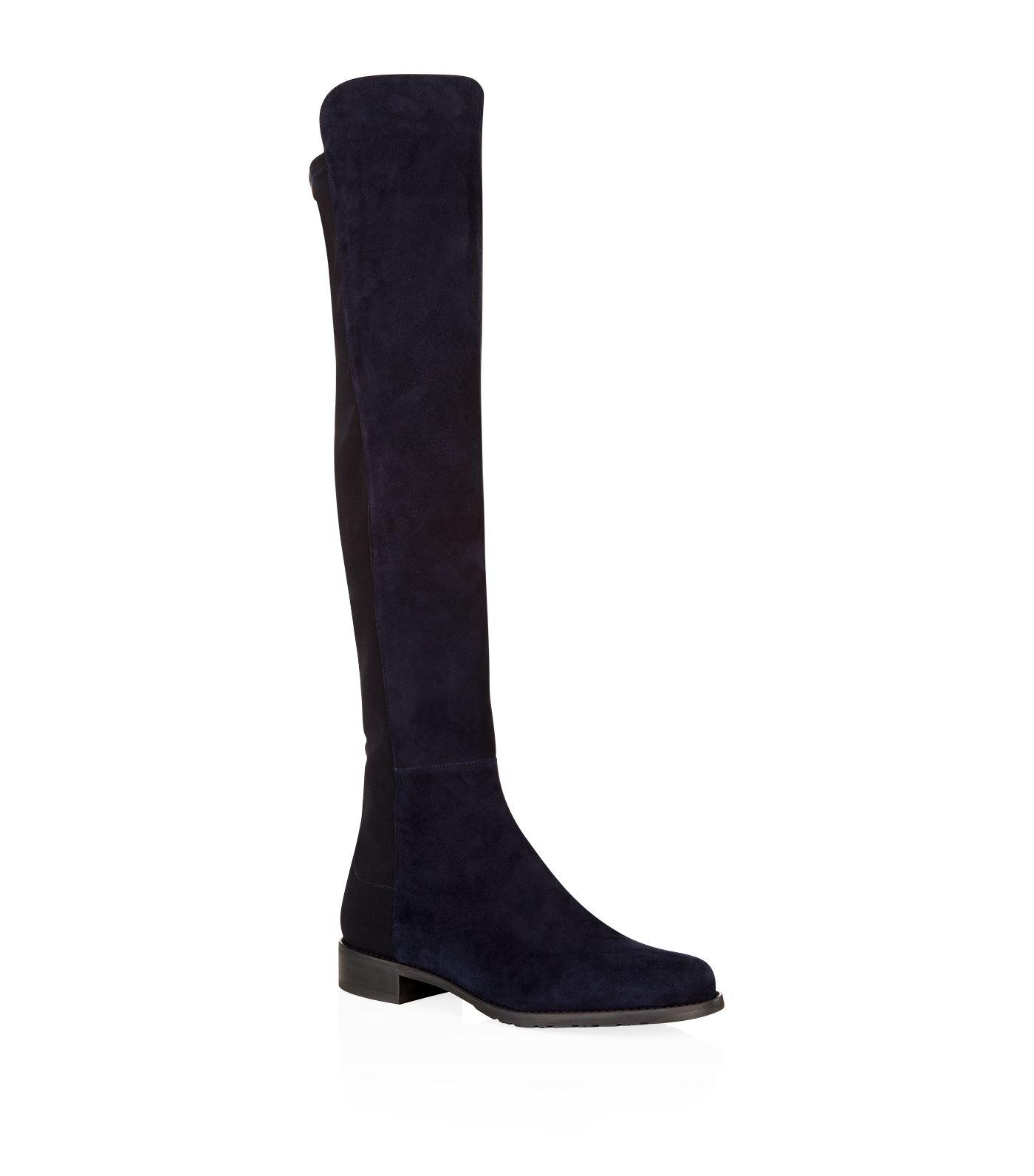 Lyst - Stuart Weitzman 5050 Stretch Suede Over The Knee Boots in Blue ...