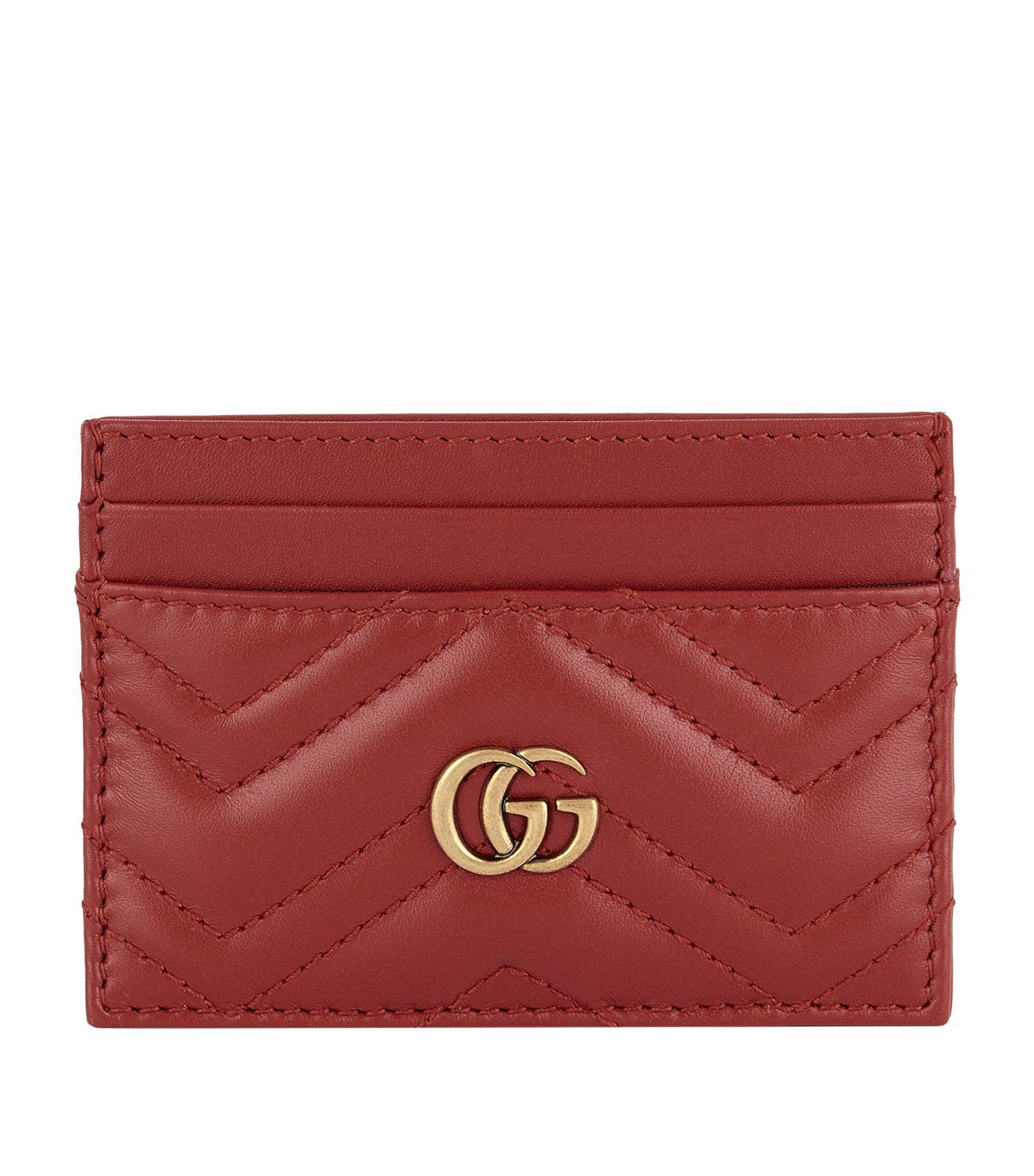 Lyst - Gucci Quilted Marmont Card Holder in Red