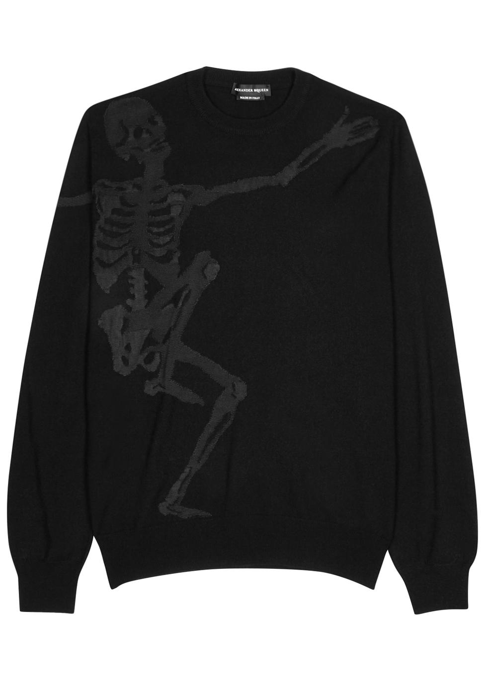 Alexander Mcqueen Dancing Skeleton Intarsia Wool-cashmere 