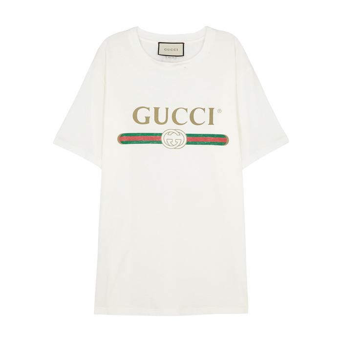 Lyst - Gucci Logo Print Cotton T Shirt in White for Men