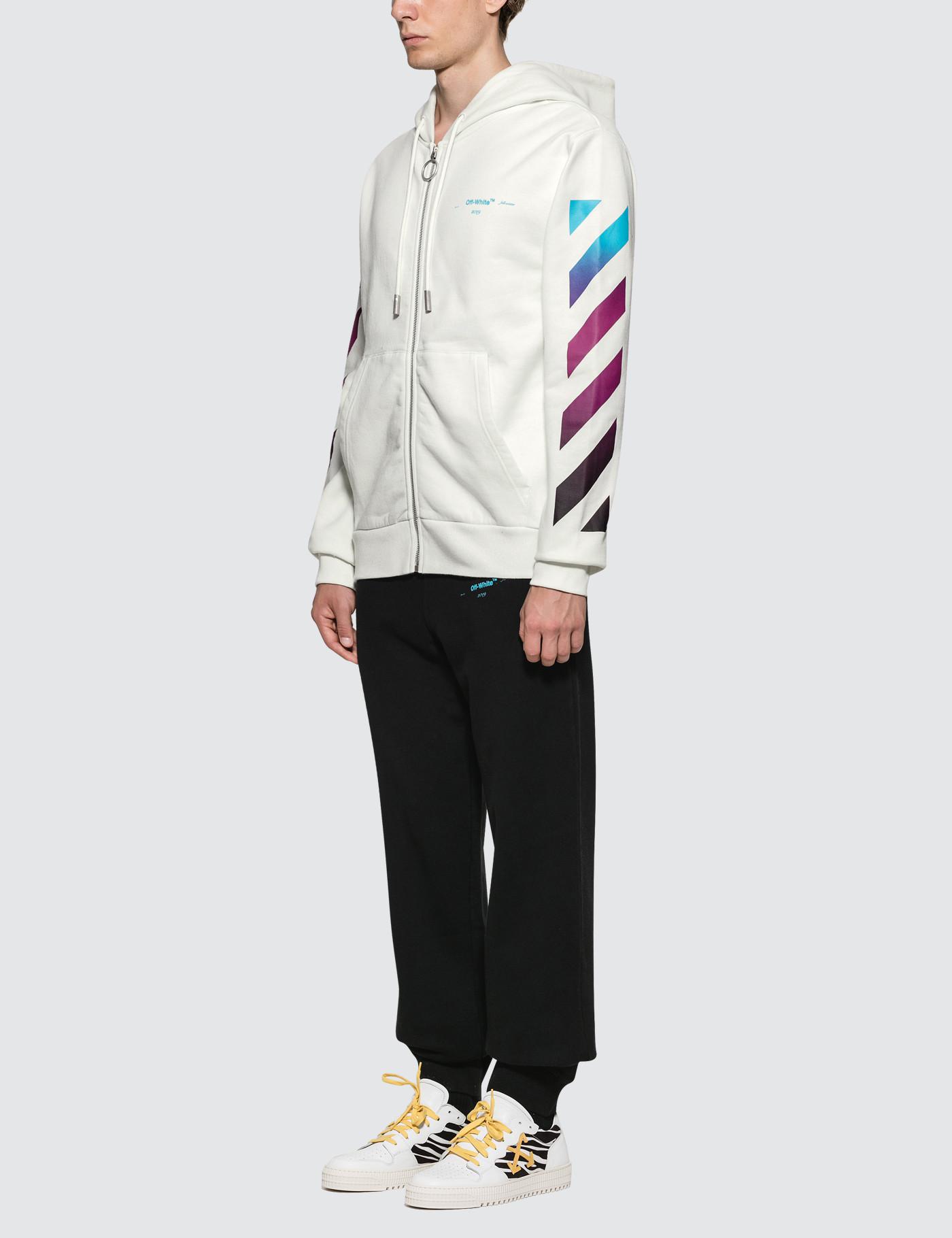 off white gradient zip hoodie