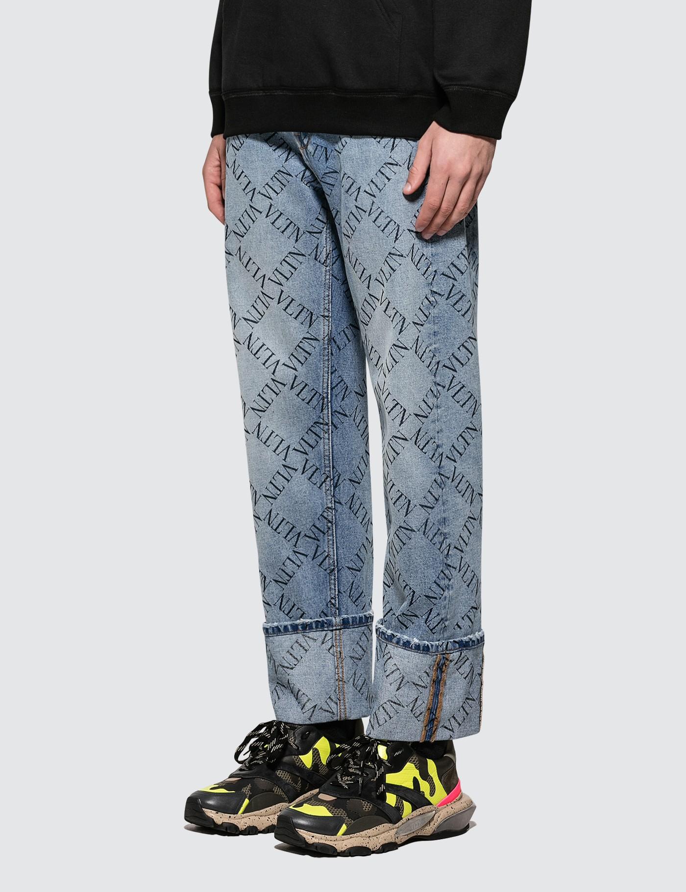 Valentino Monogram Jeans in Blue for Men - Lyst