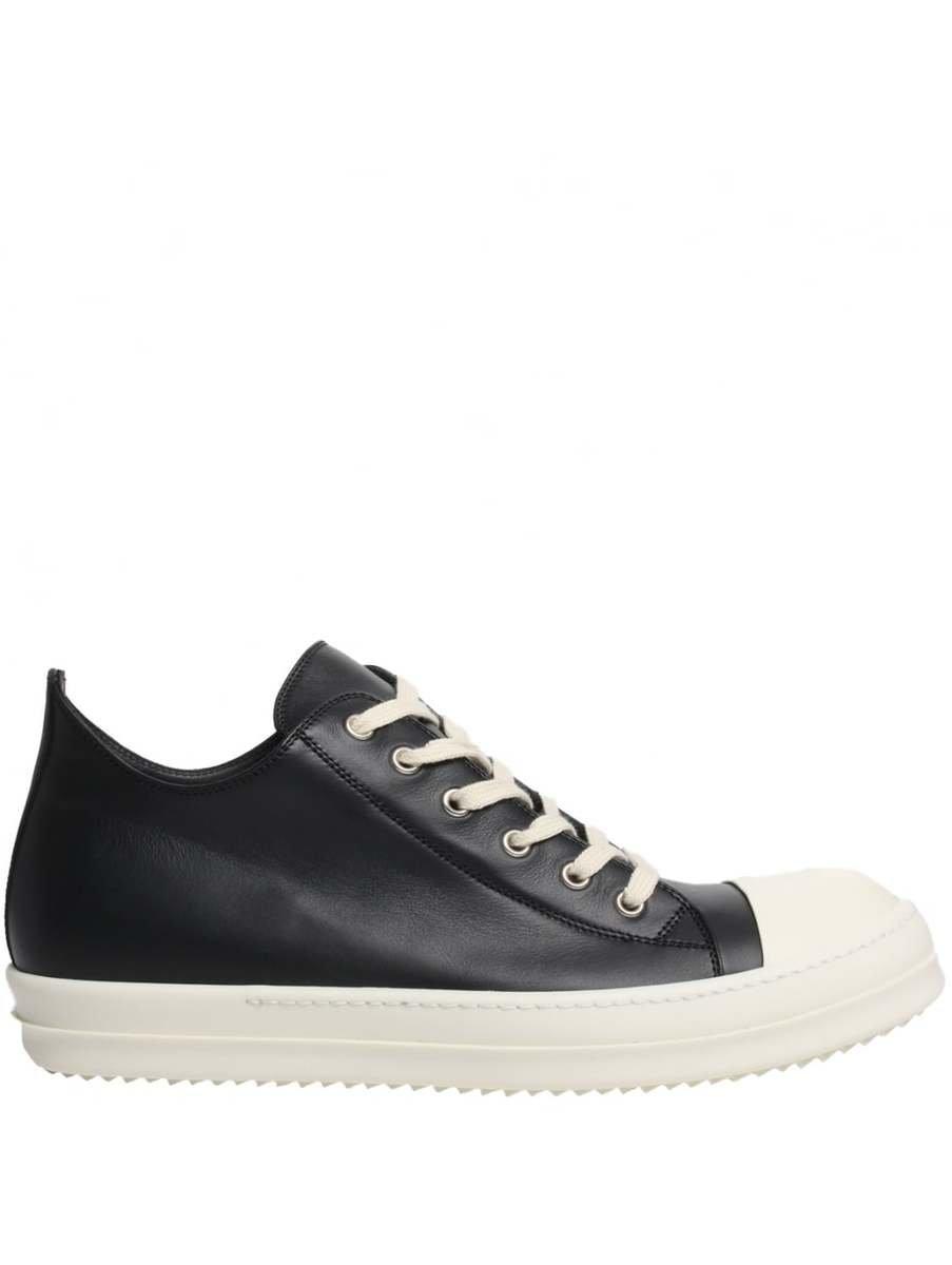 rick owens black jumbo lace low sneakers