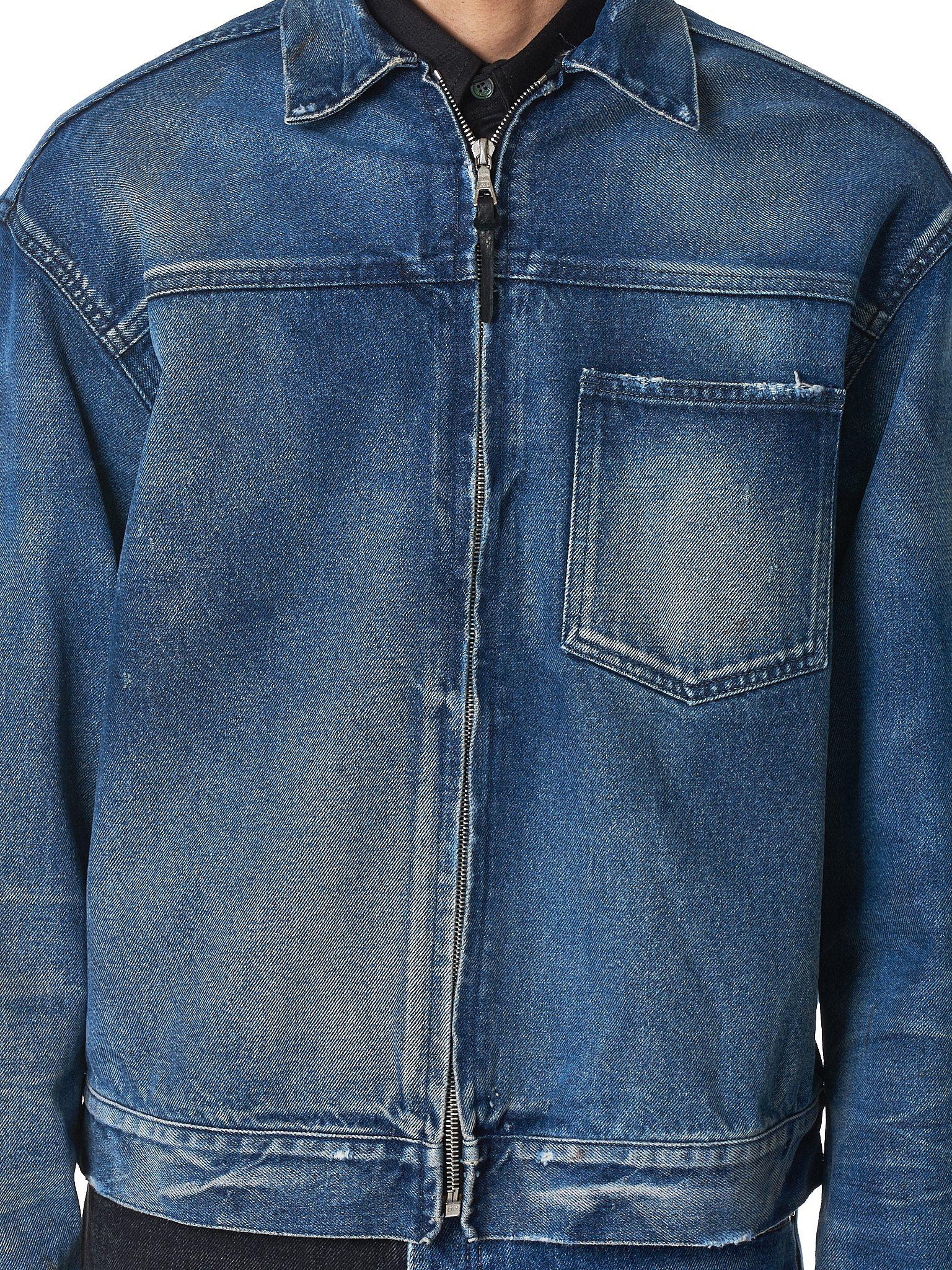 John Elliott Distressed Zip Denim Jacket in Blue for Men Lyst