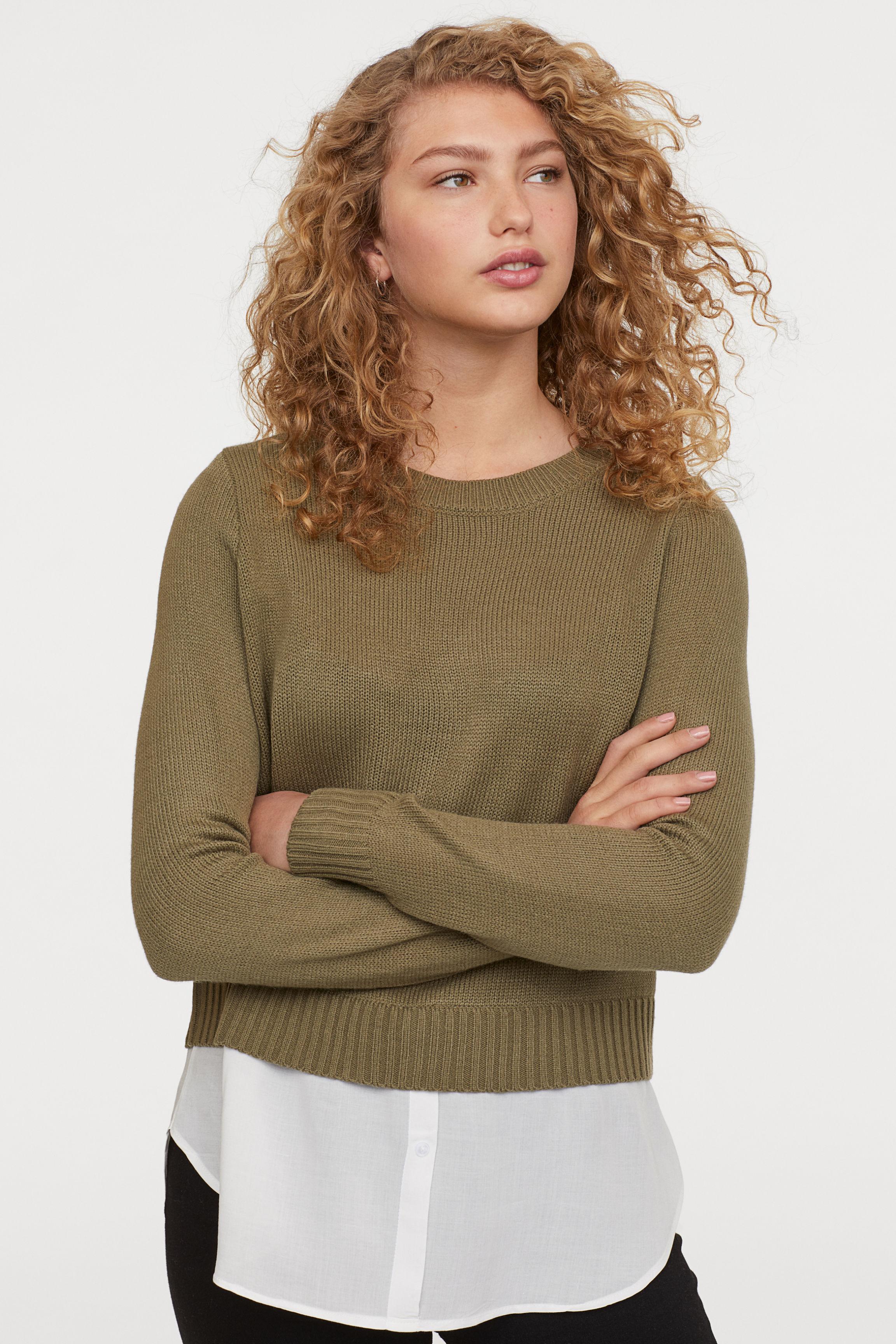 H&M Knitted Jumper in Green - Lyst