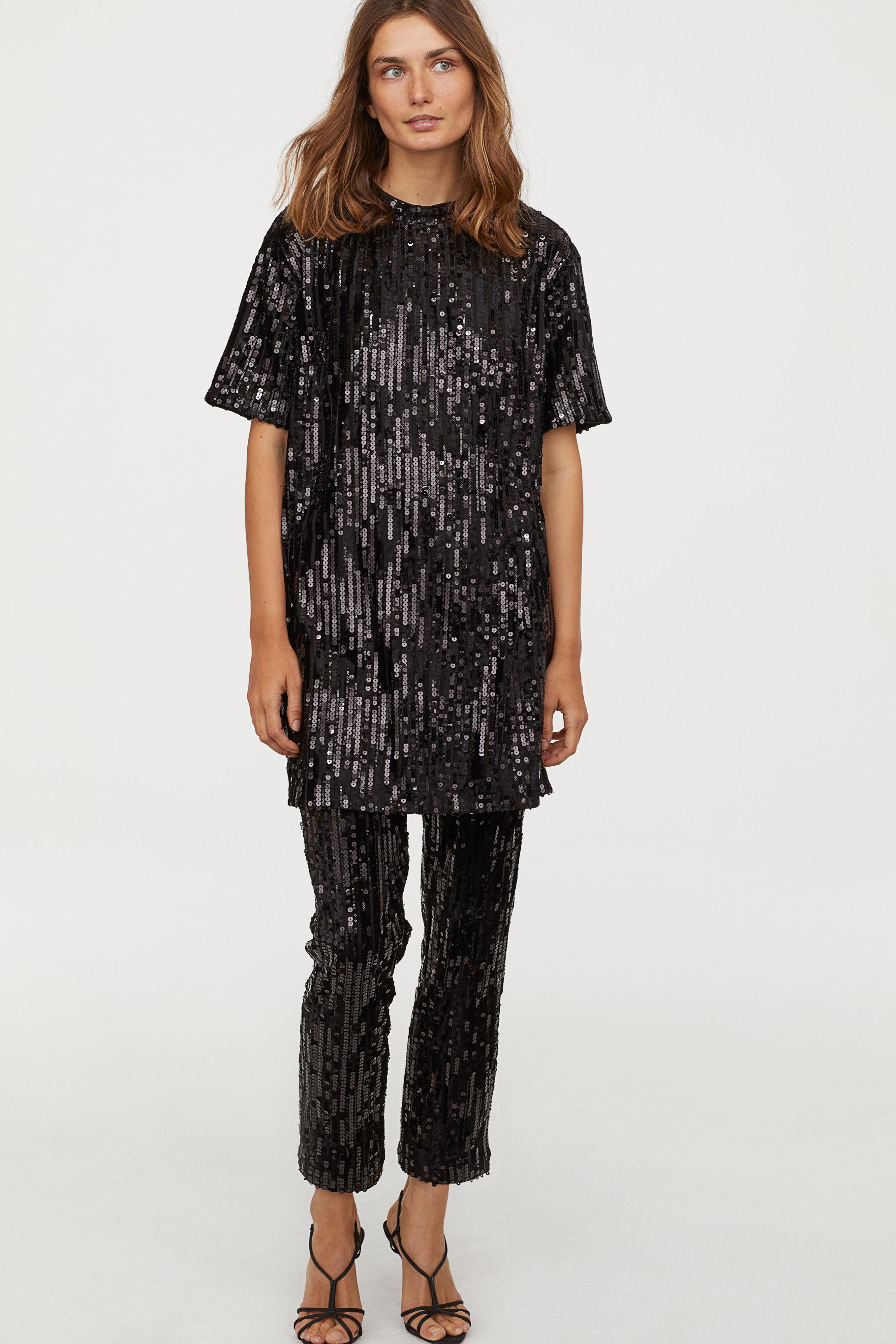 h&m short sequin dress