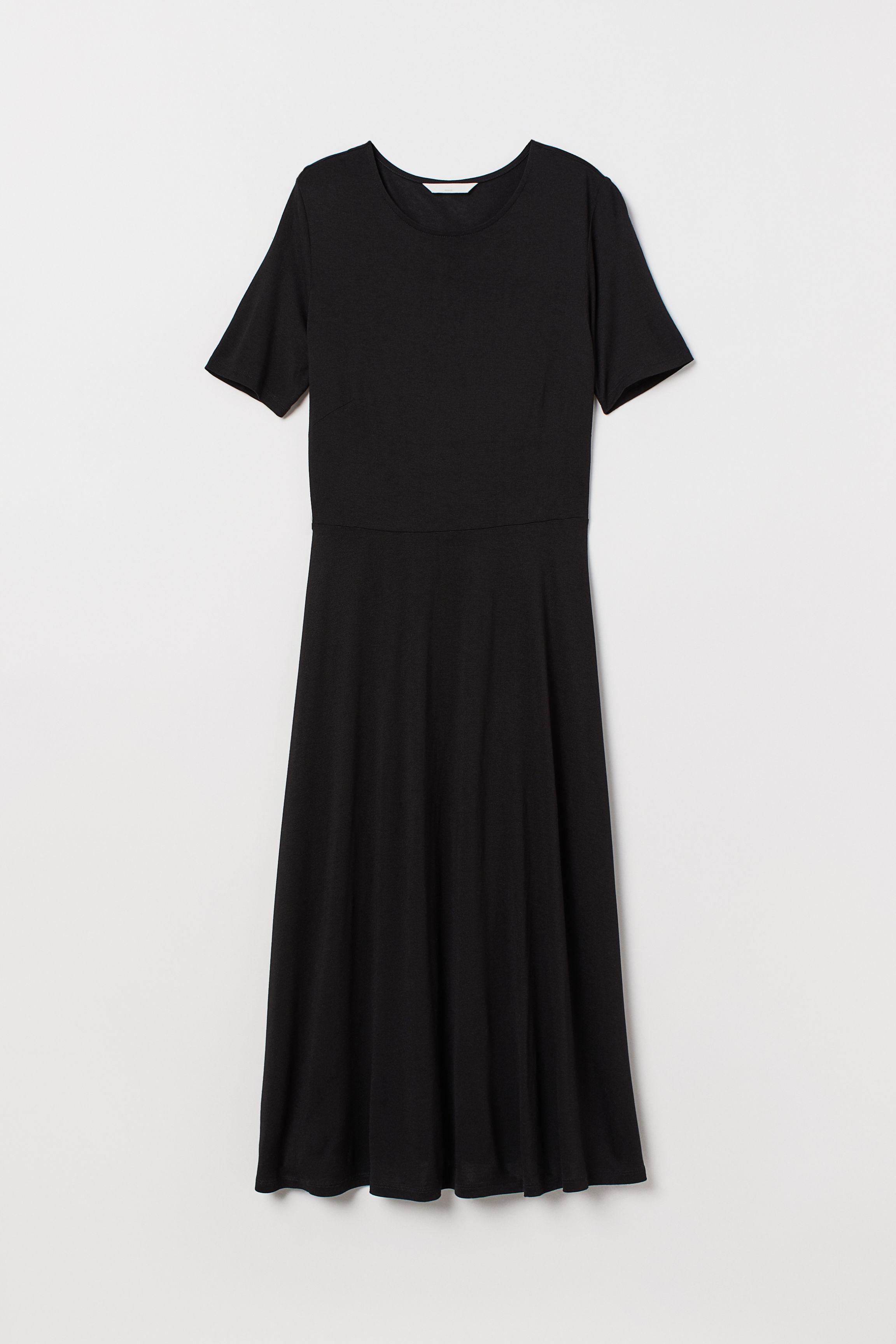 H&M Calf-length Jersey Dress in Black - Lyst