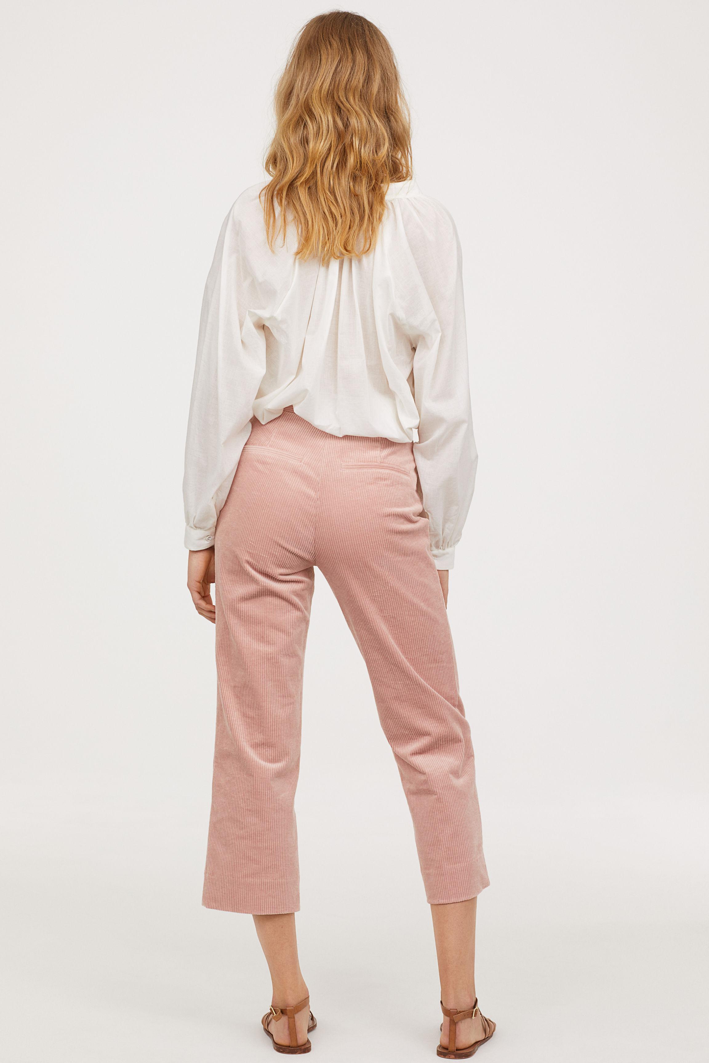 wide leg pink corduroy pants