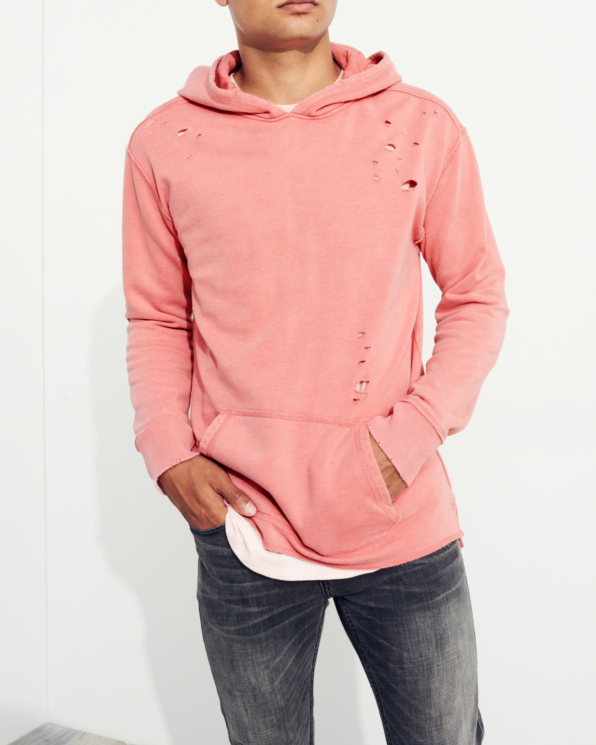 hollister pink hoodie mens