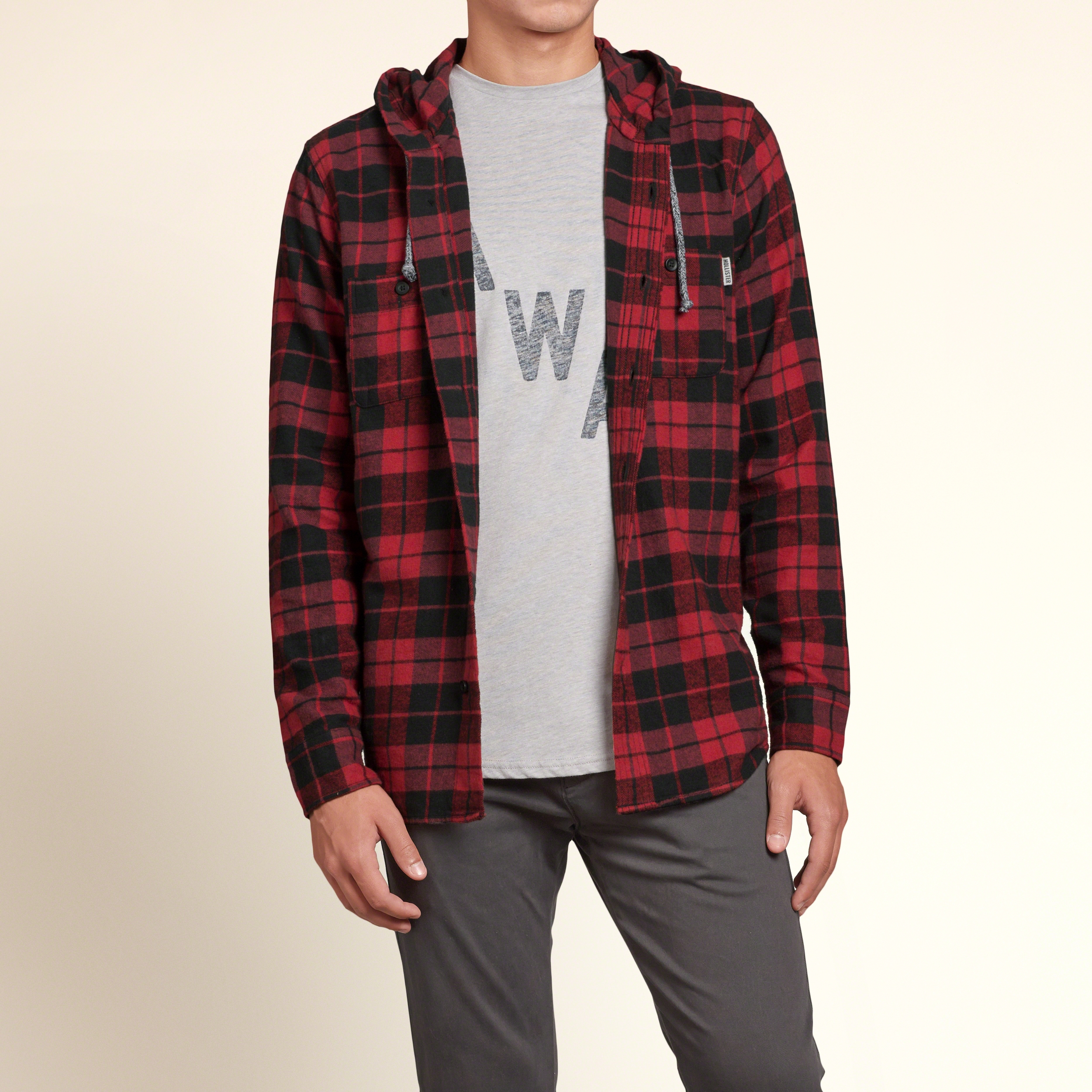 hollister hooded flannel shirt