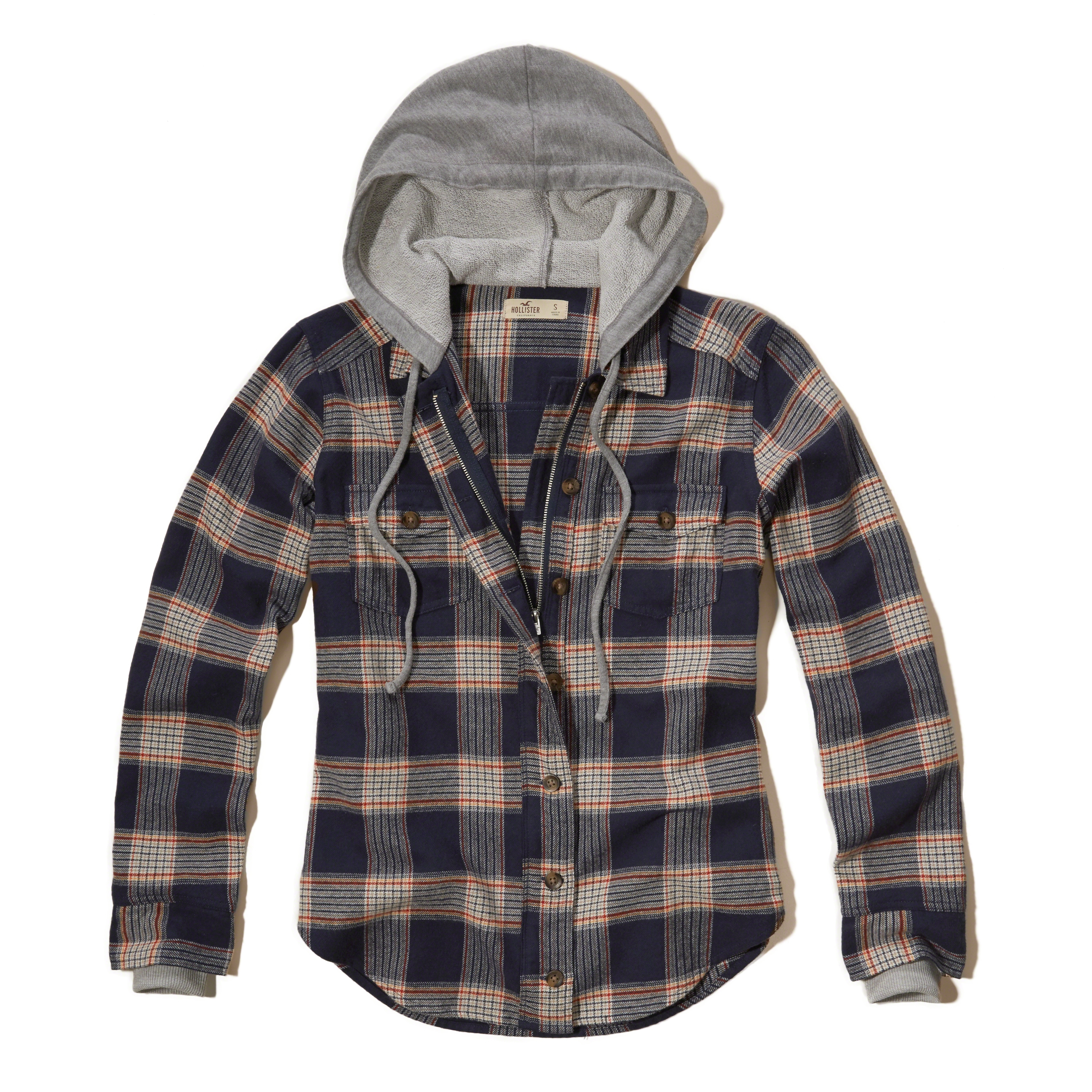 hollister hooded flannel shirt